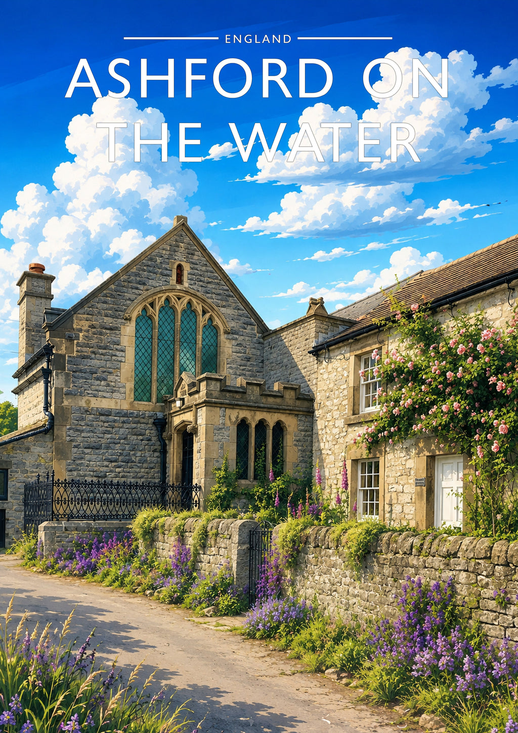 Ashford on the Water Travel Poster - A4 travel poster print
