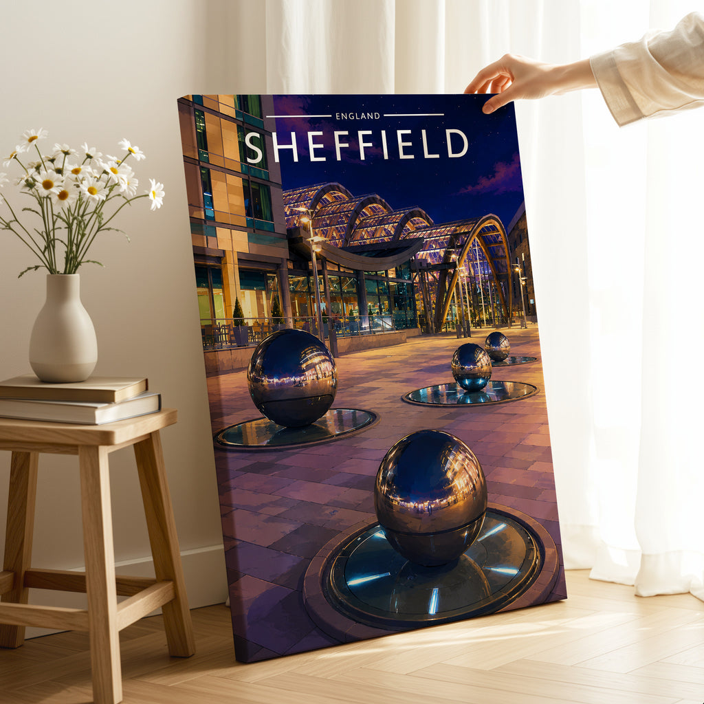Sheffield #5 Travel Poster as a gallery-wrapped canvas