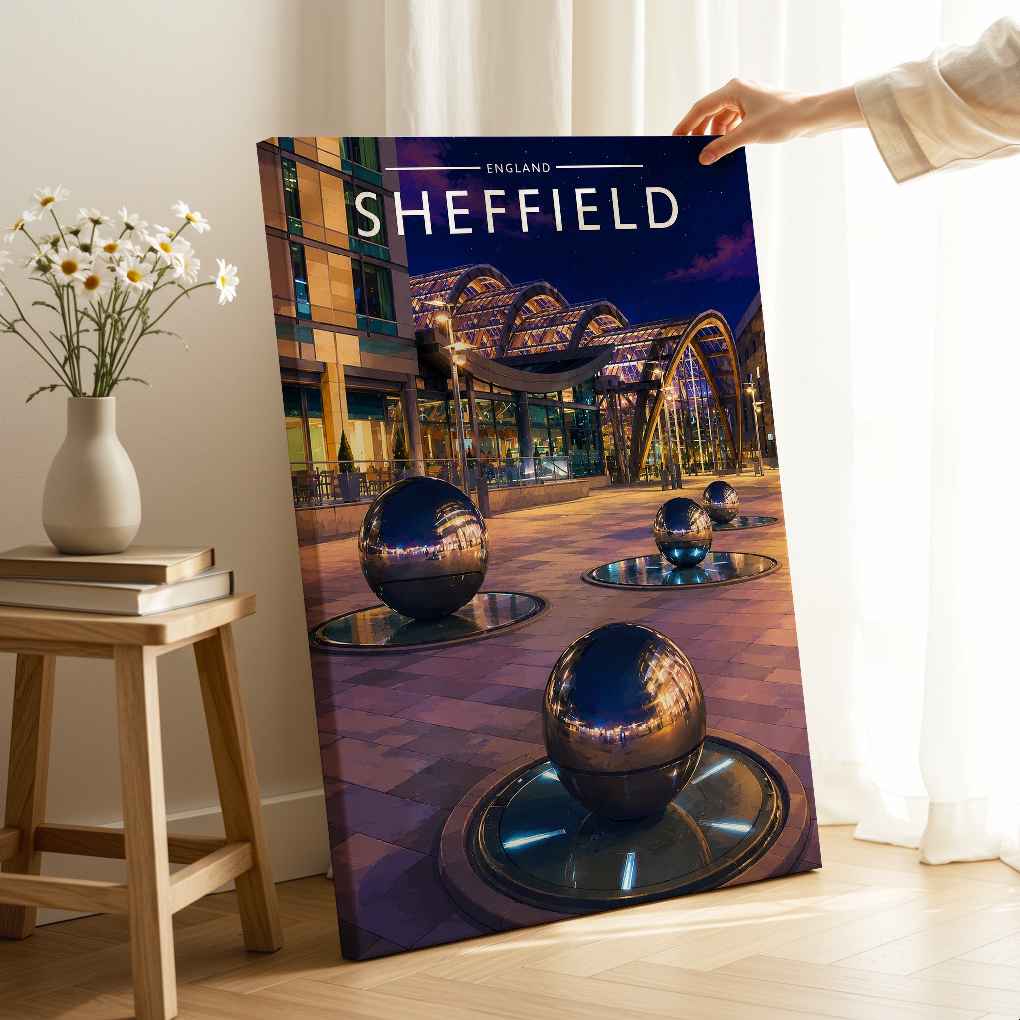 Sheffield #5 Travel Poster as a gallery-wrapped canvas