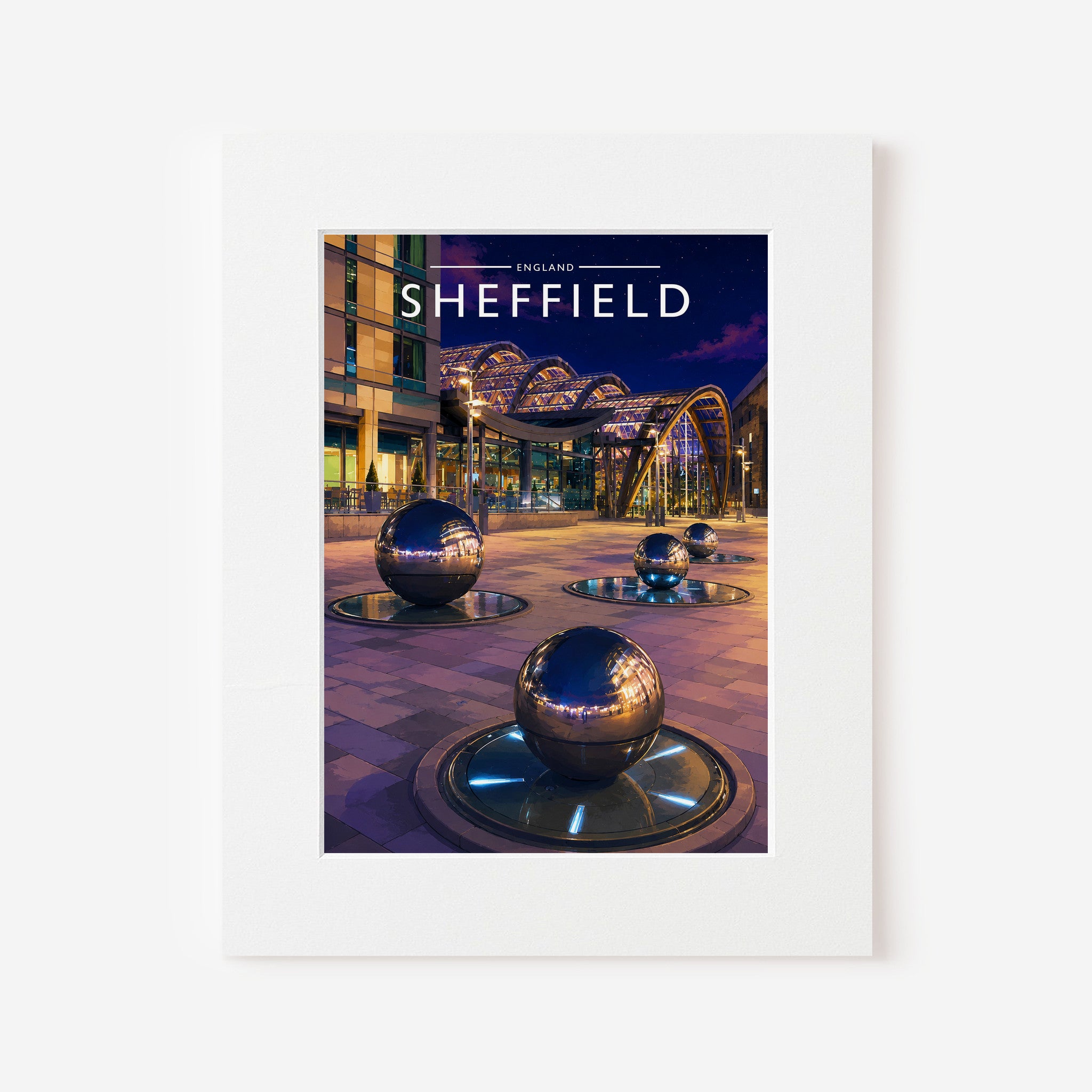 Sheffield #5 Travel Poster in a white mount