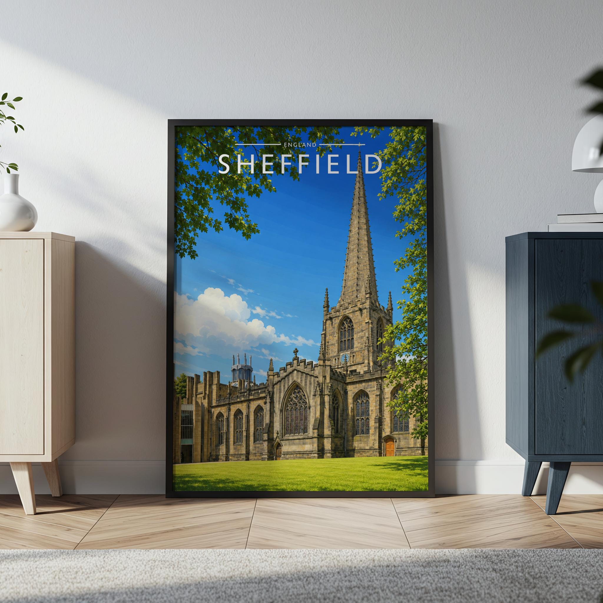 Sheffield #6 Travel Poster in a black frame