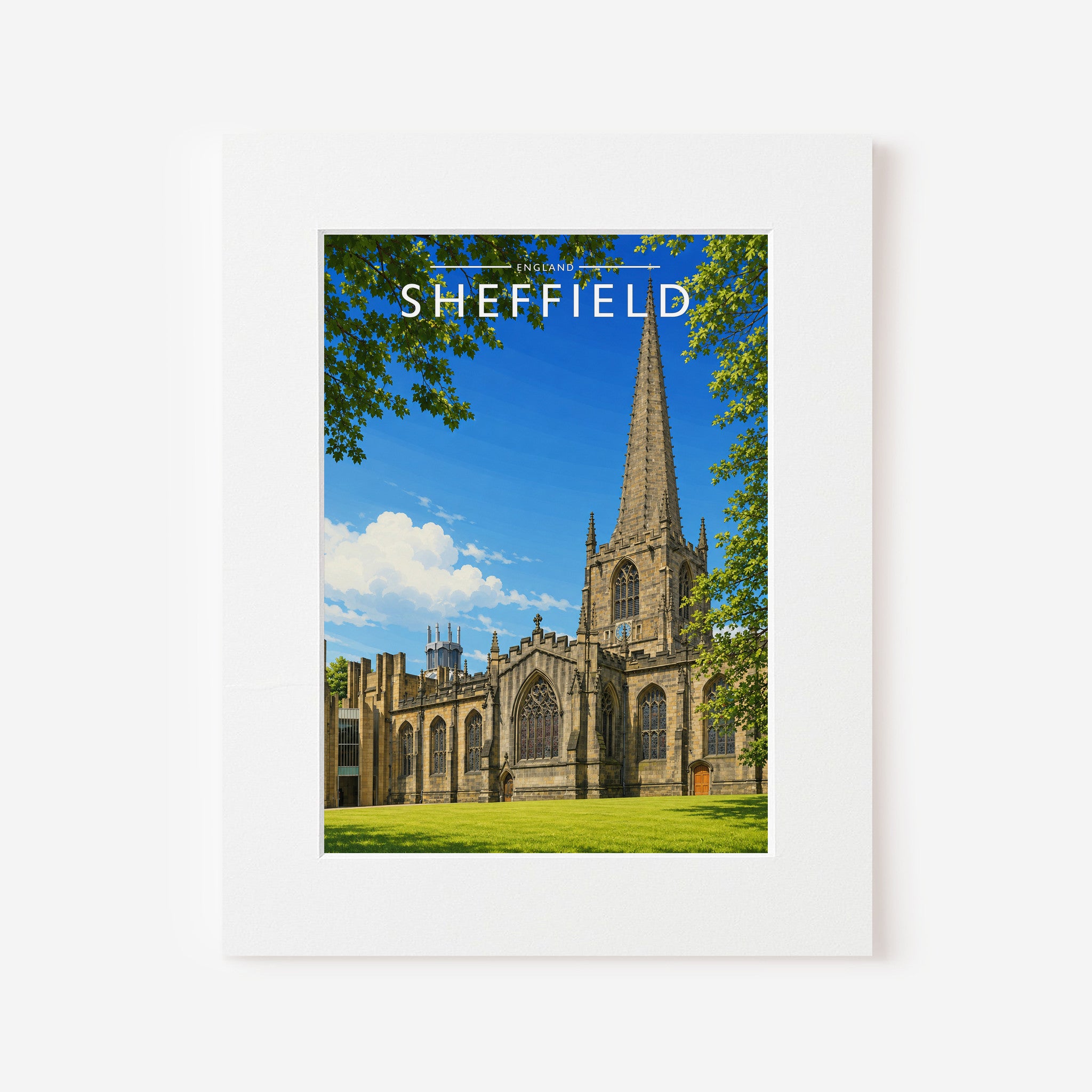 Sheffield #6 Travel Poster in a white mount