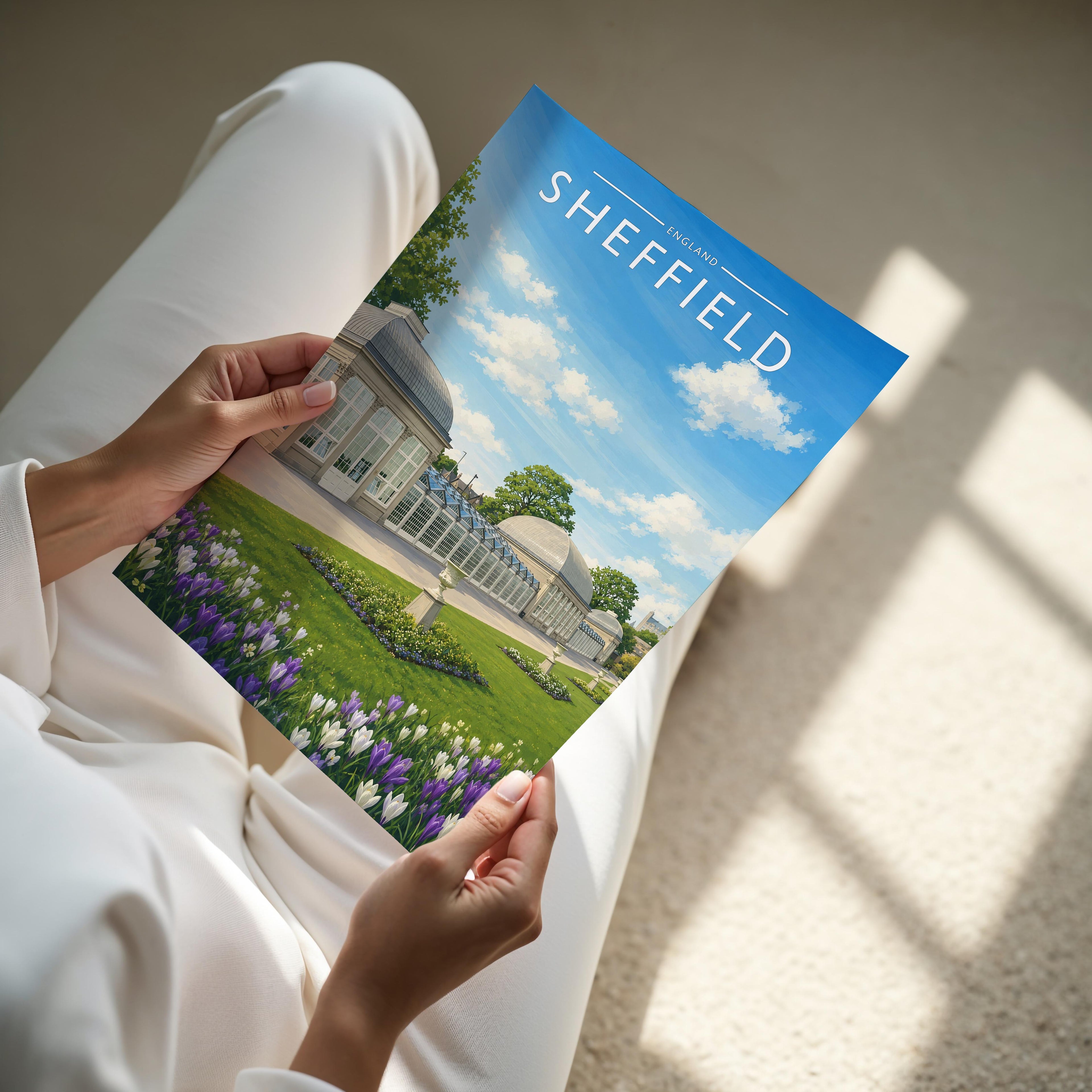 Sheffield #7 Travel Poster - A4 print held in hand
