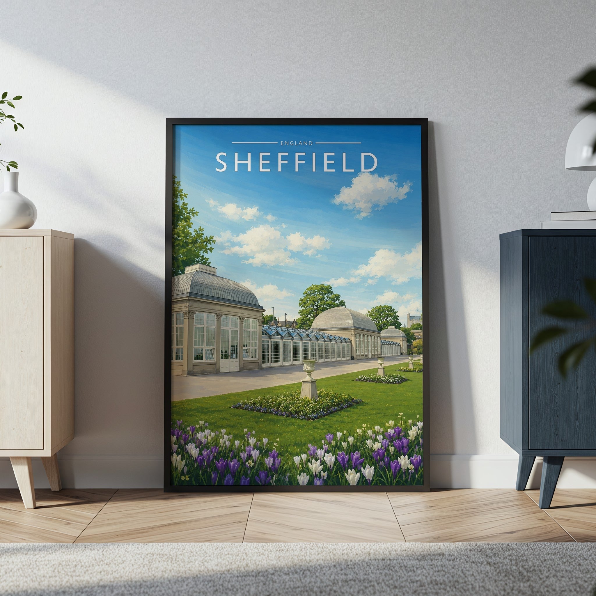 Sheffield #7 Travel Poster in a black frame