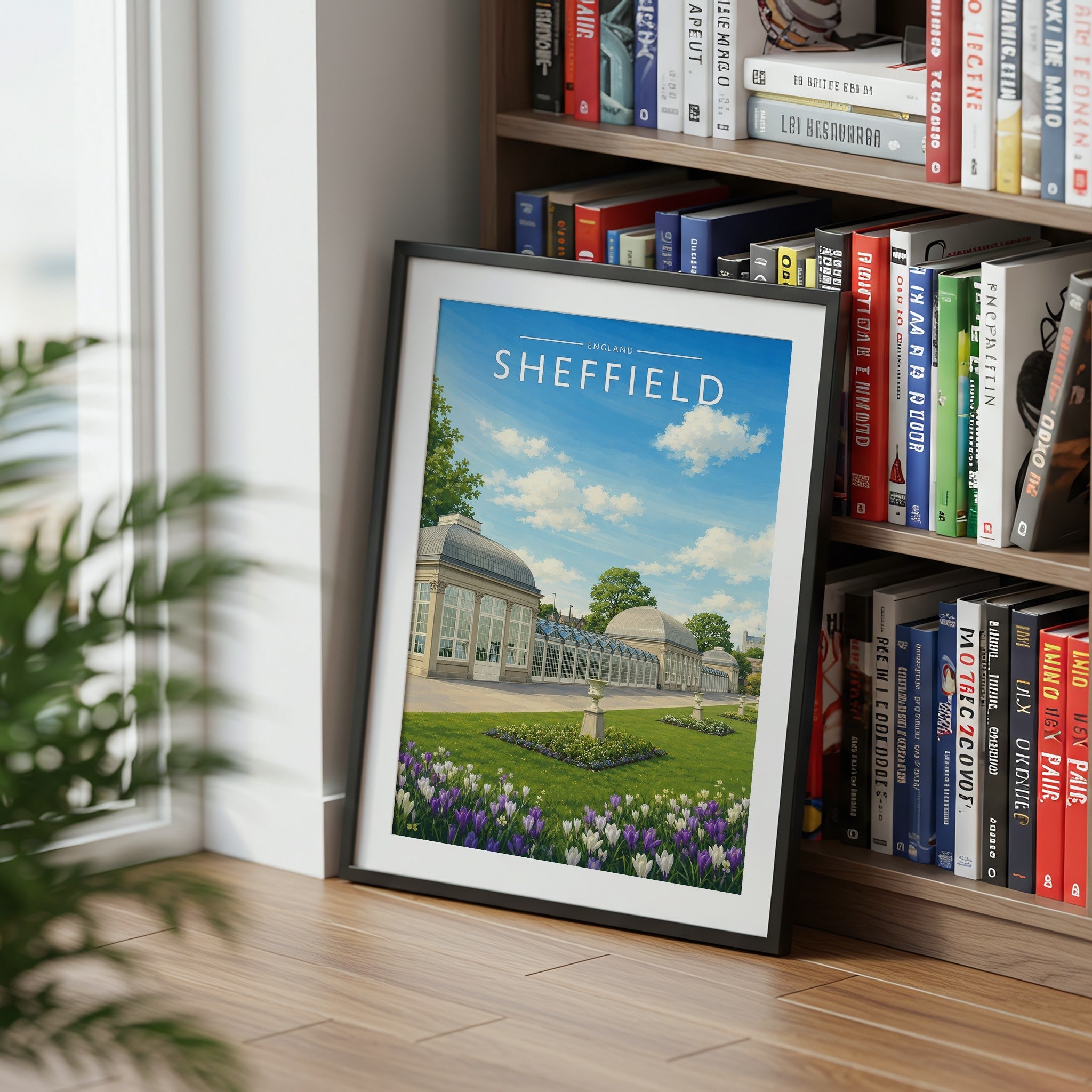 Sheffield #7 Travel Poster mounted in a black frame