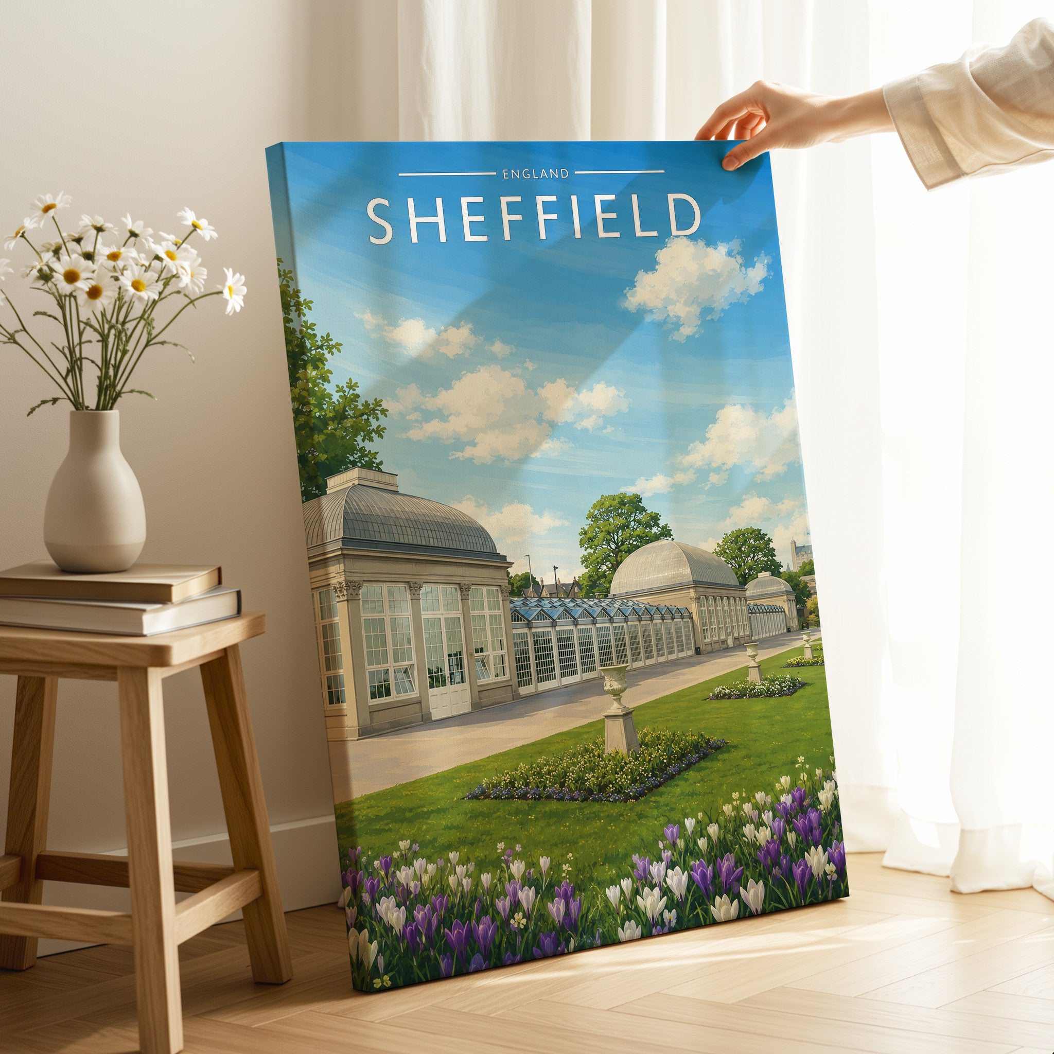 Sheffield #7 Travel Poster as a gallery-wrapped canvas