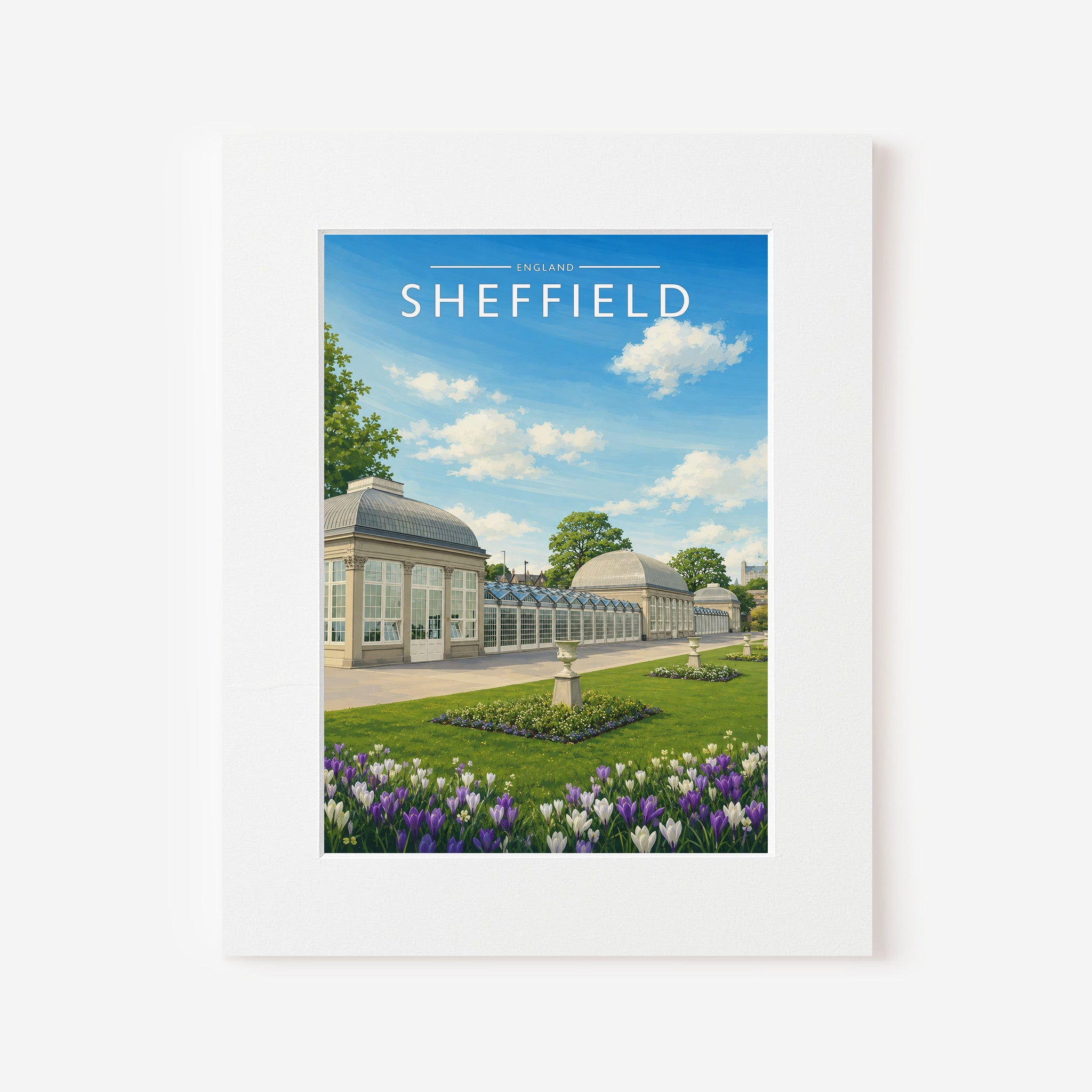 Sheffield #7 Travel Poster in a white mount