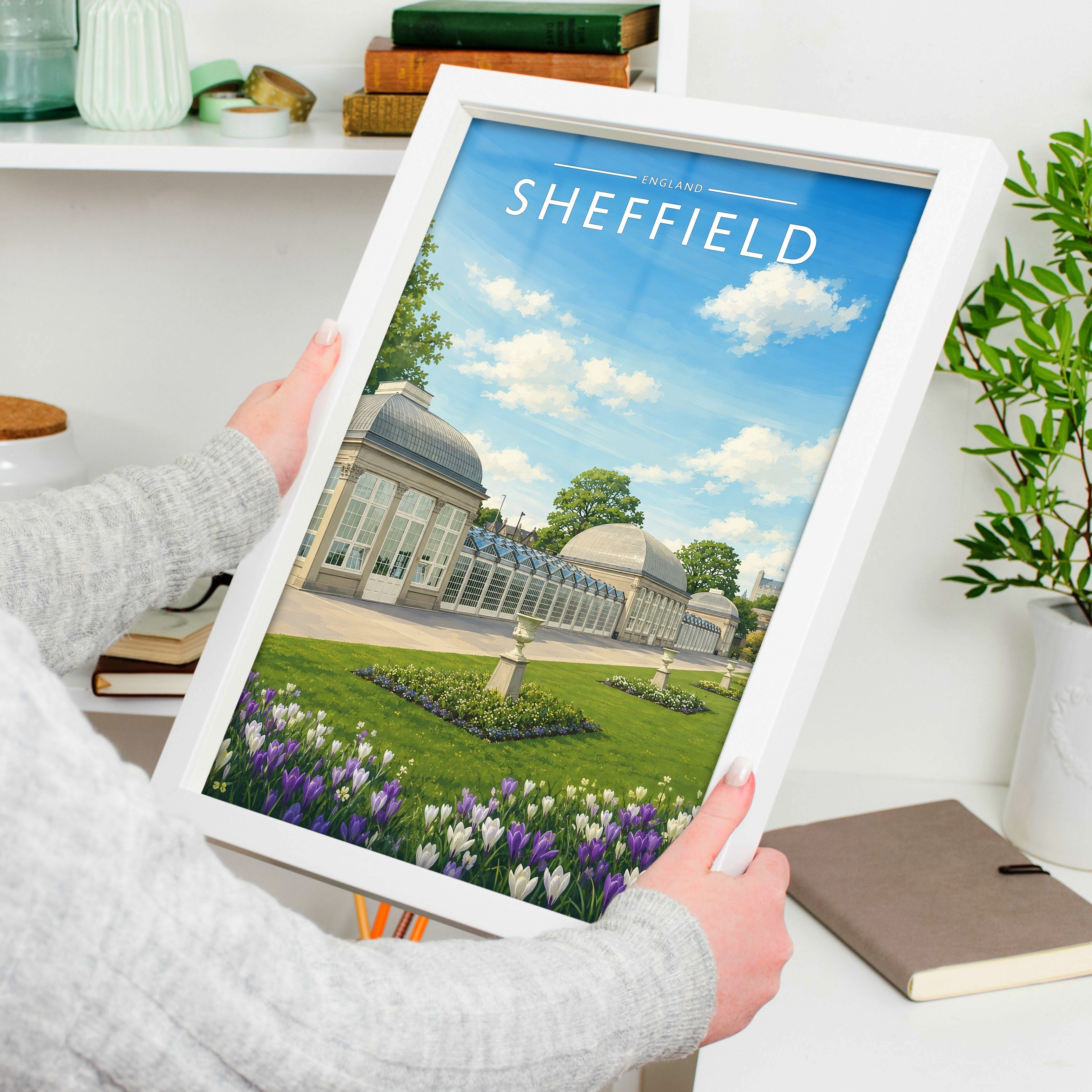Sheffield #7 Travel Poster held in a white frame