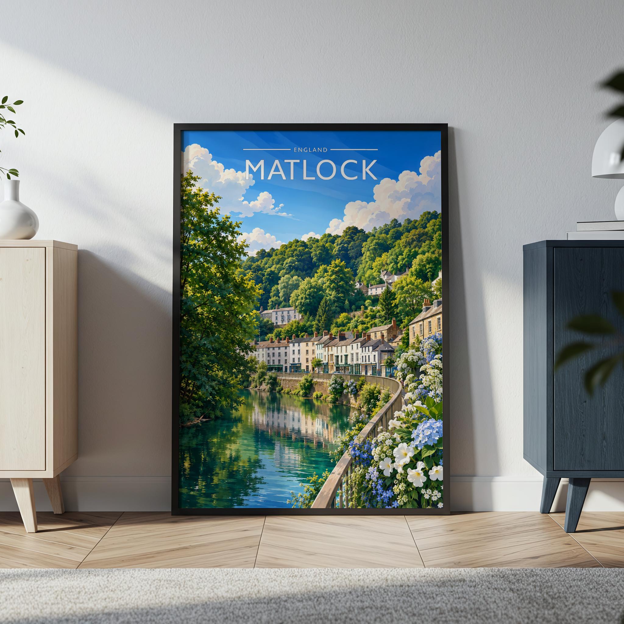 Matlock Travel Poster in a black frame