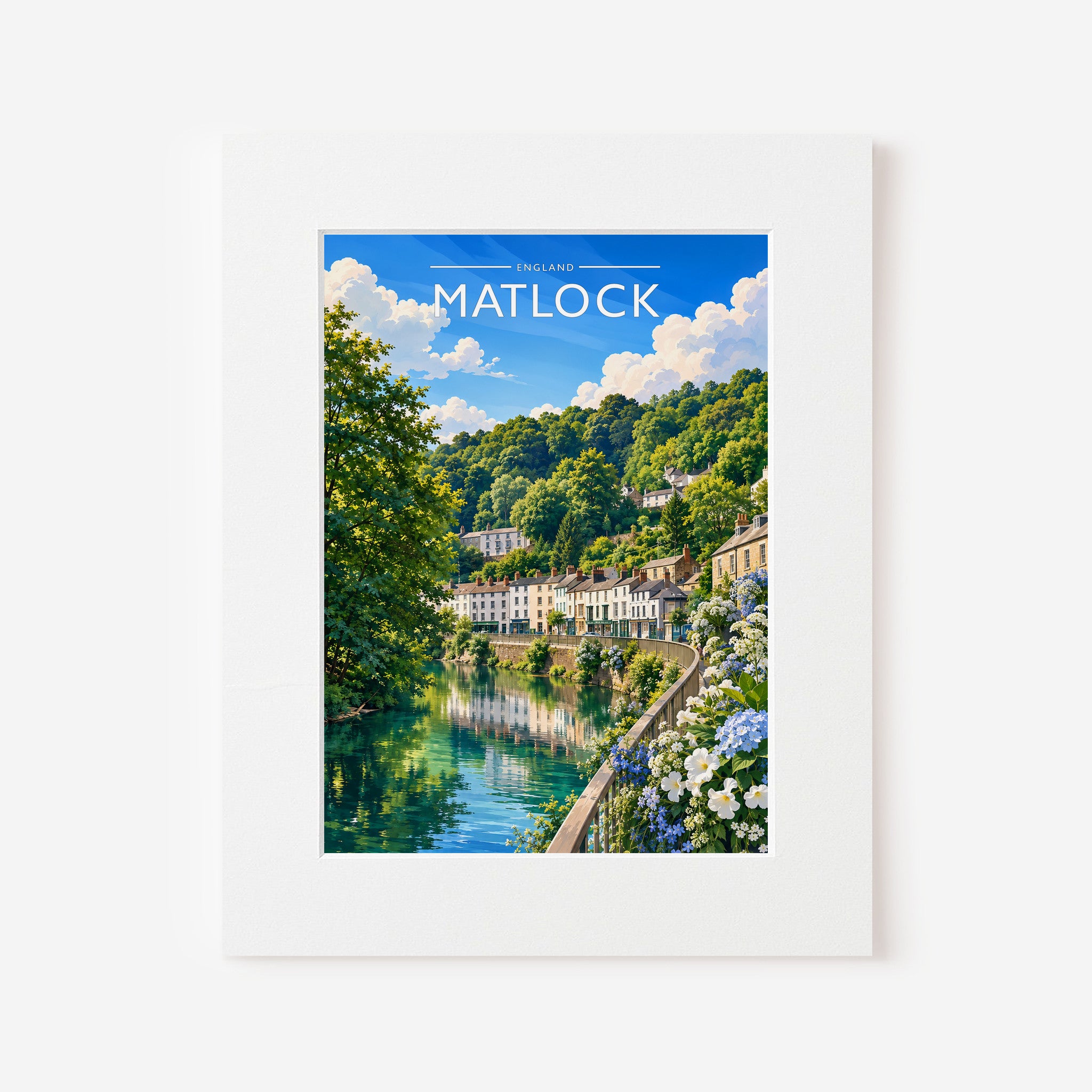 Matlock Travel Poster in a white mount