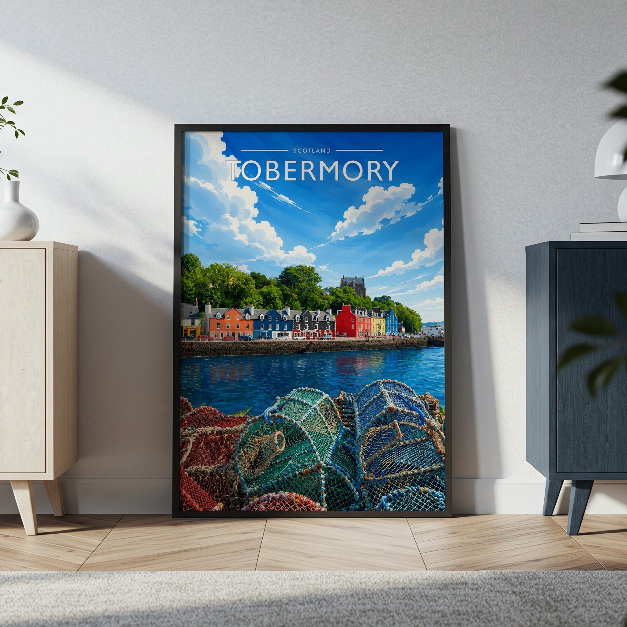 Tobermory #3 Travel Poster in a black frame