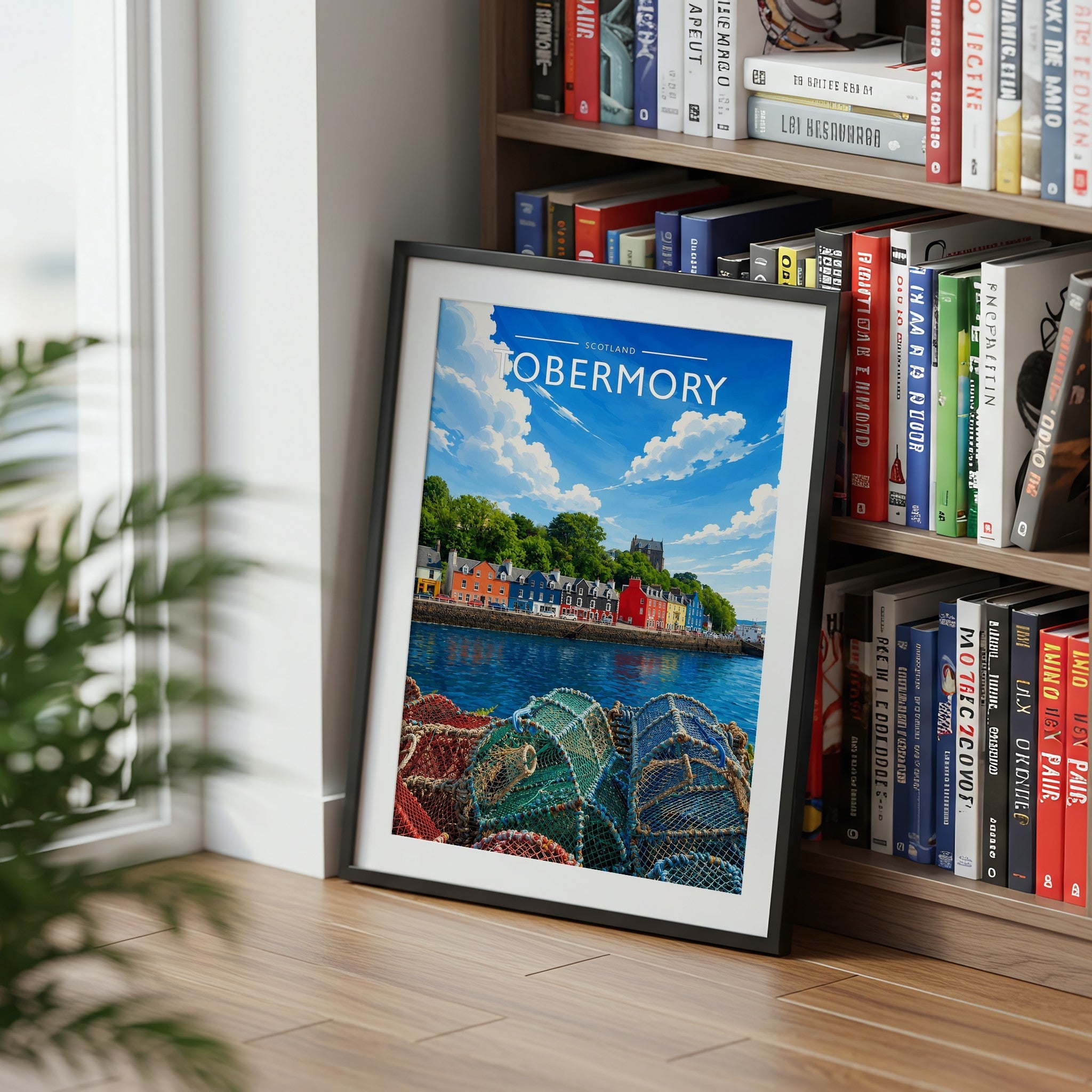 Tobermory #3 Travel Poster mounted in a black frame
