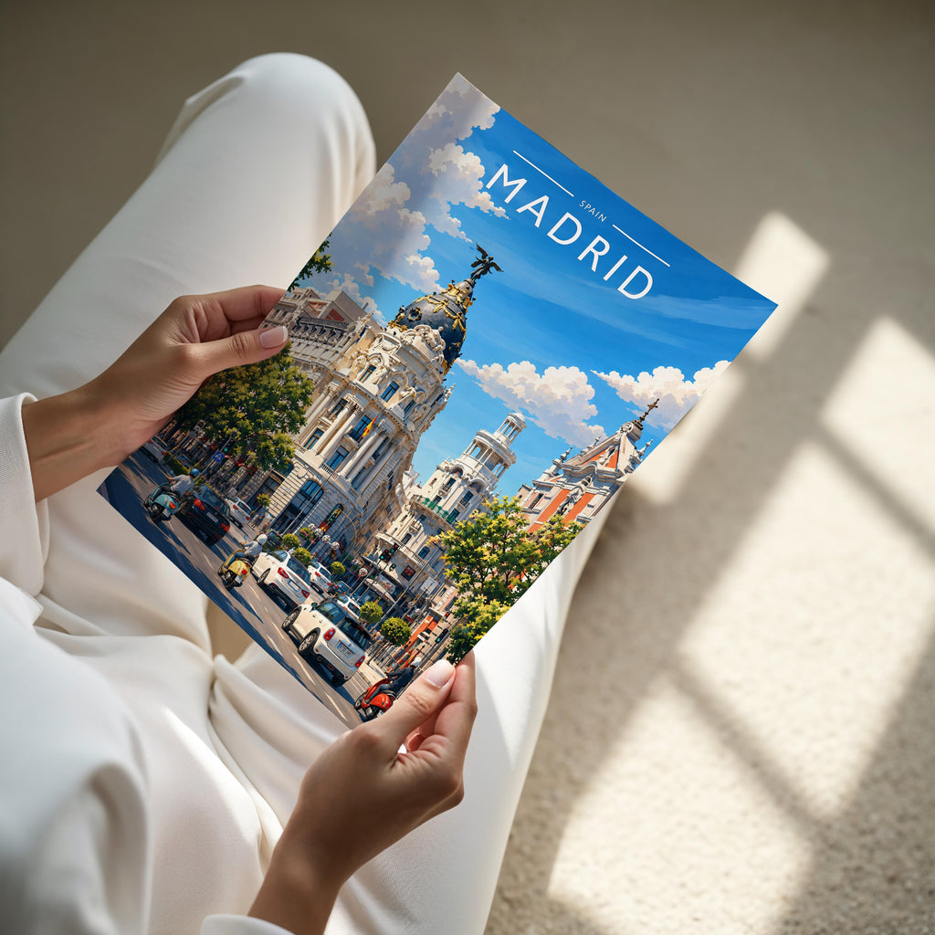 Madrid #3 Travel Poster - A4 print held in hand