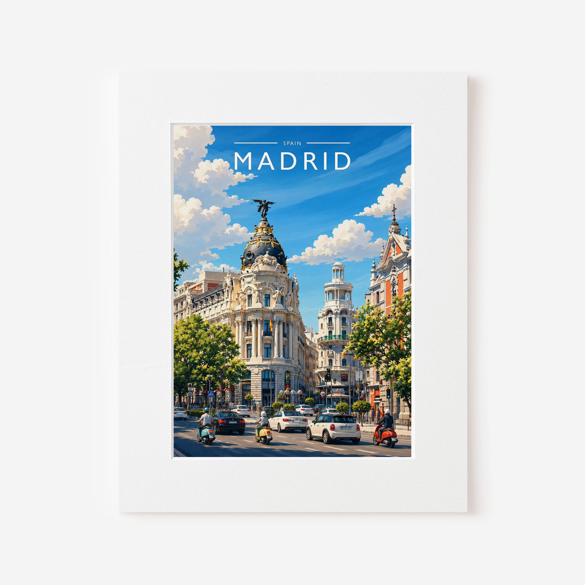 Madrid #3 Travel Poster in a white mount