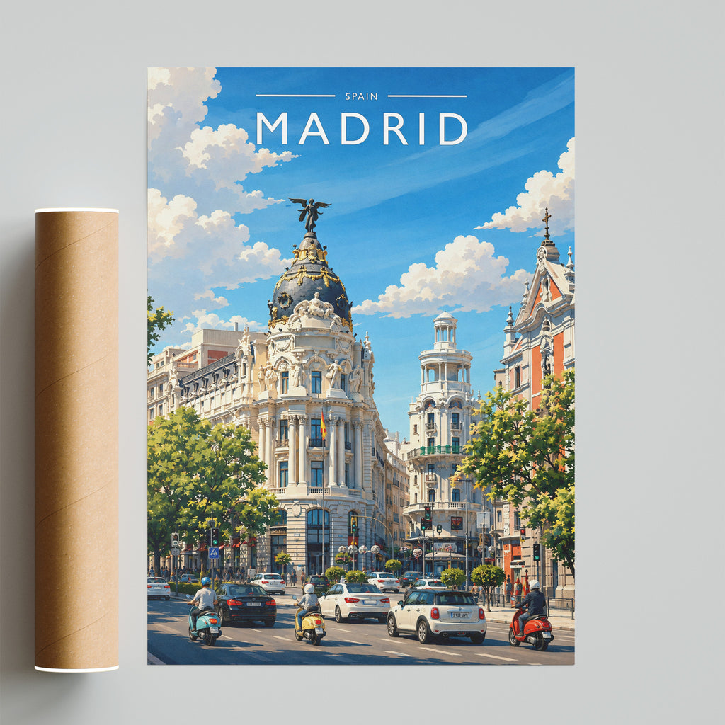 Madrid #3 Travel Poster - fine art print with shipping tube