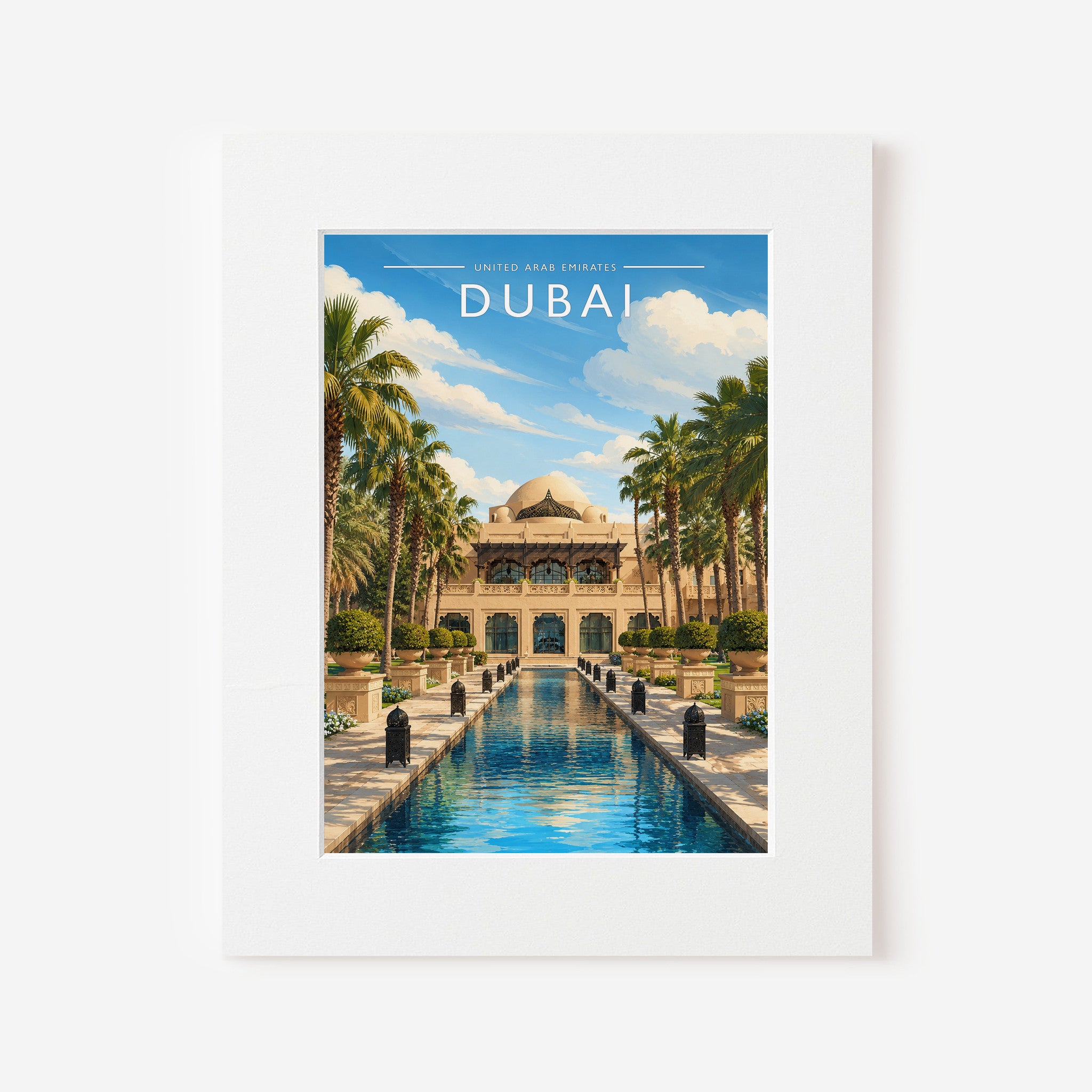 Dubai Travel Poster in a white mount