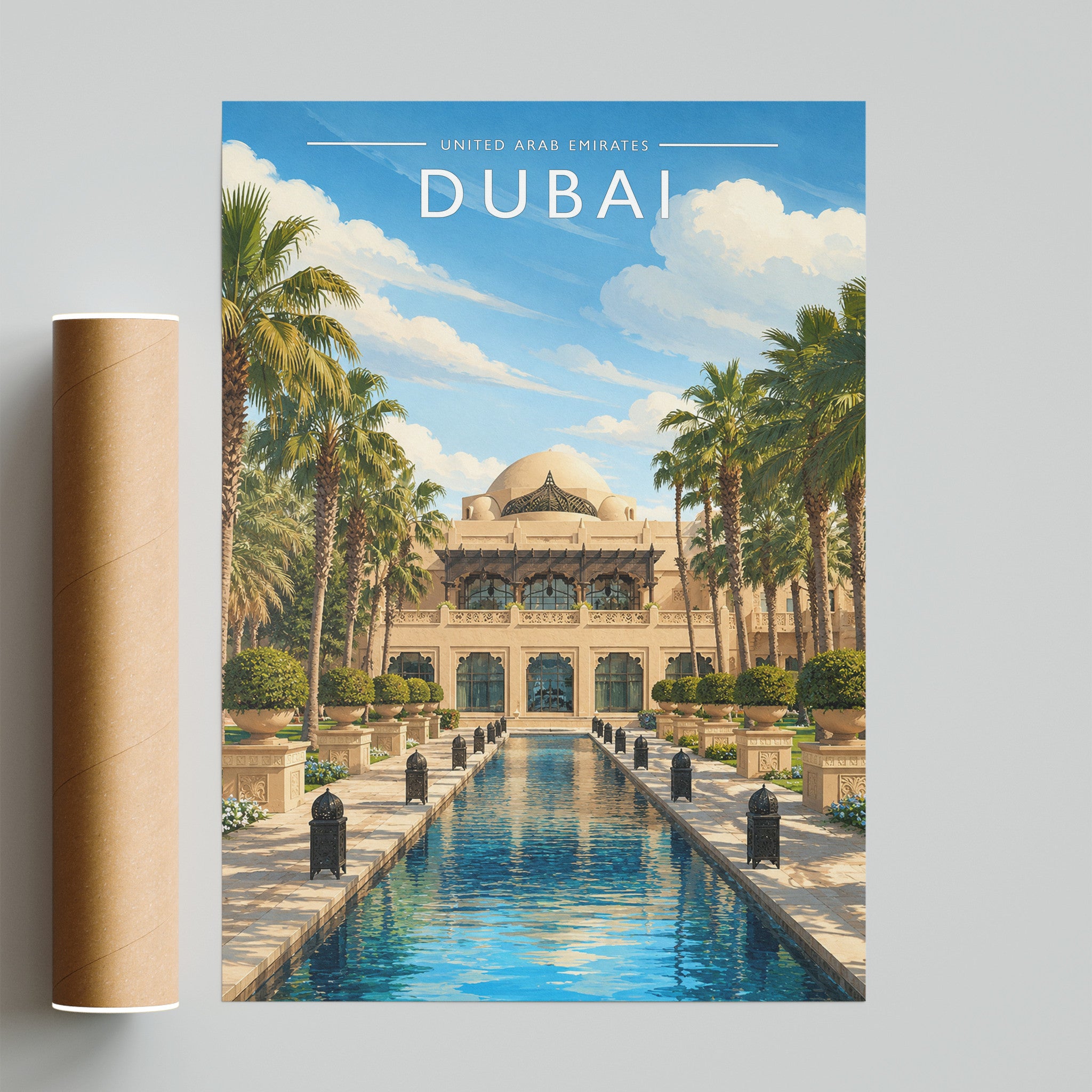 Dubai Travel Poster - fine art print with shipping tube