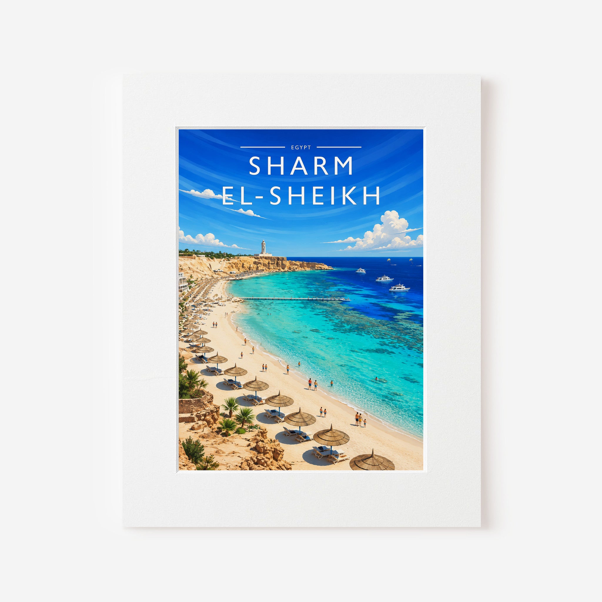 Sharm El-Sheikh Travel Poster in a white mount