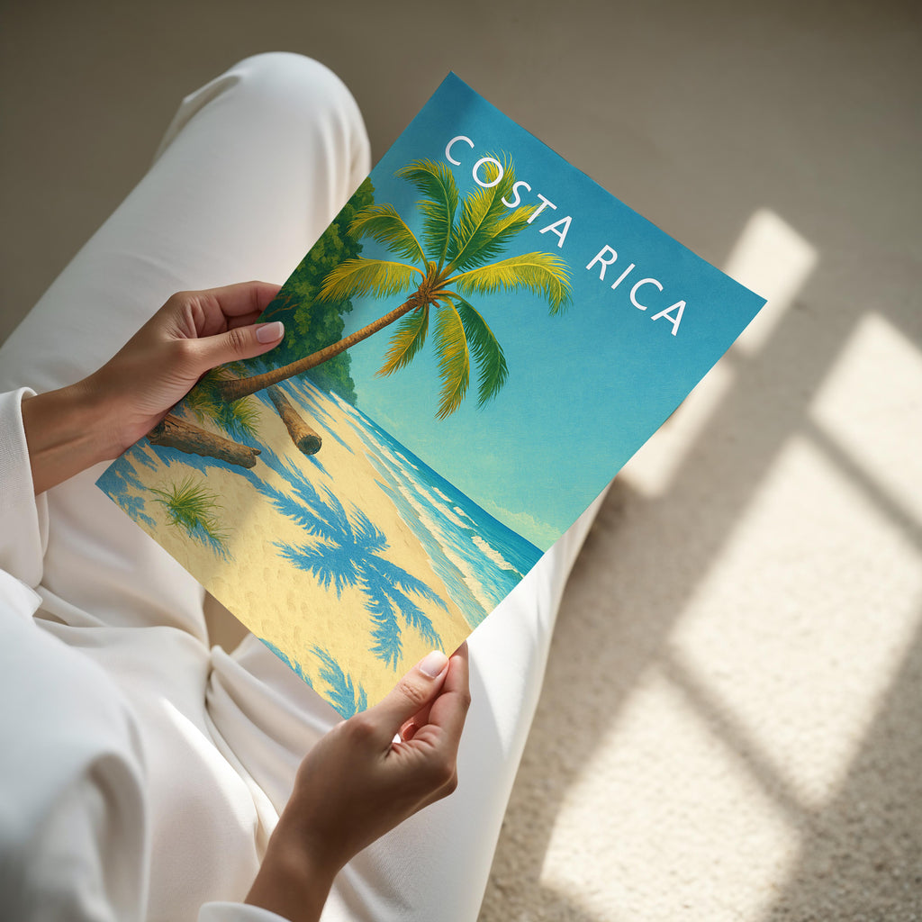 Costa Rica Travel Poster - A4 print held in hand