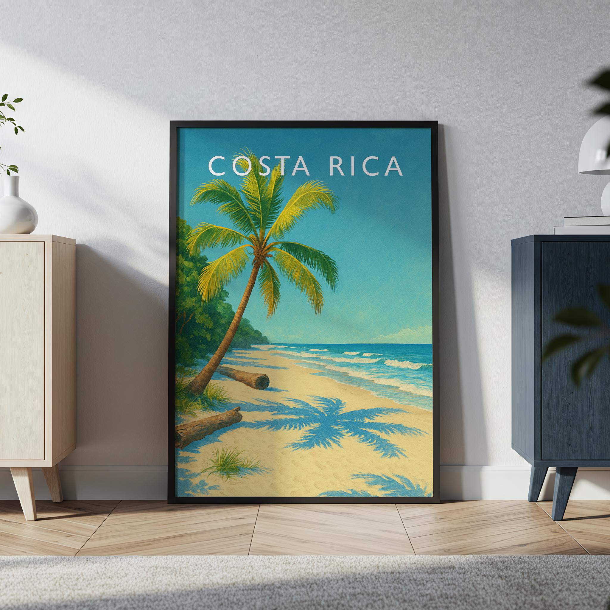 Costa Rica Travel Poster in a black frame