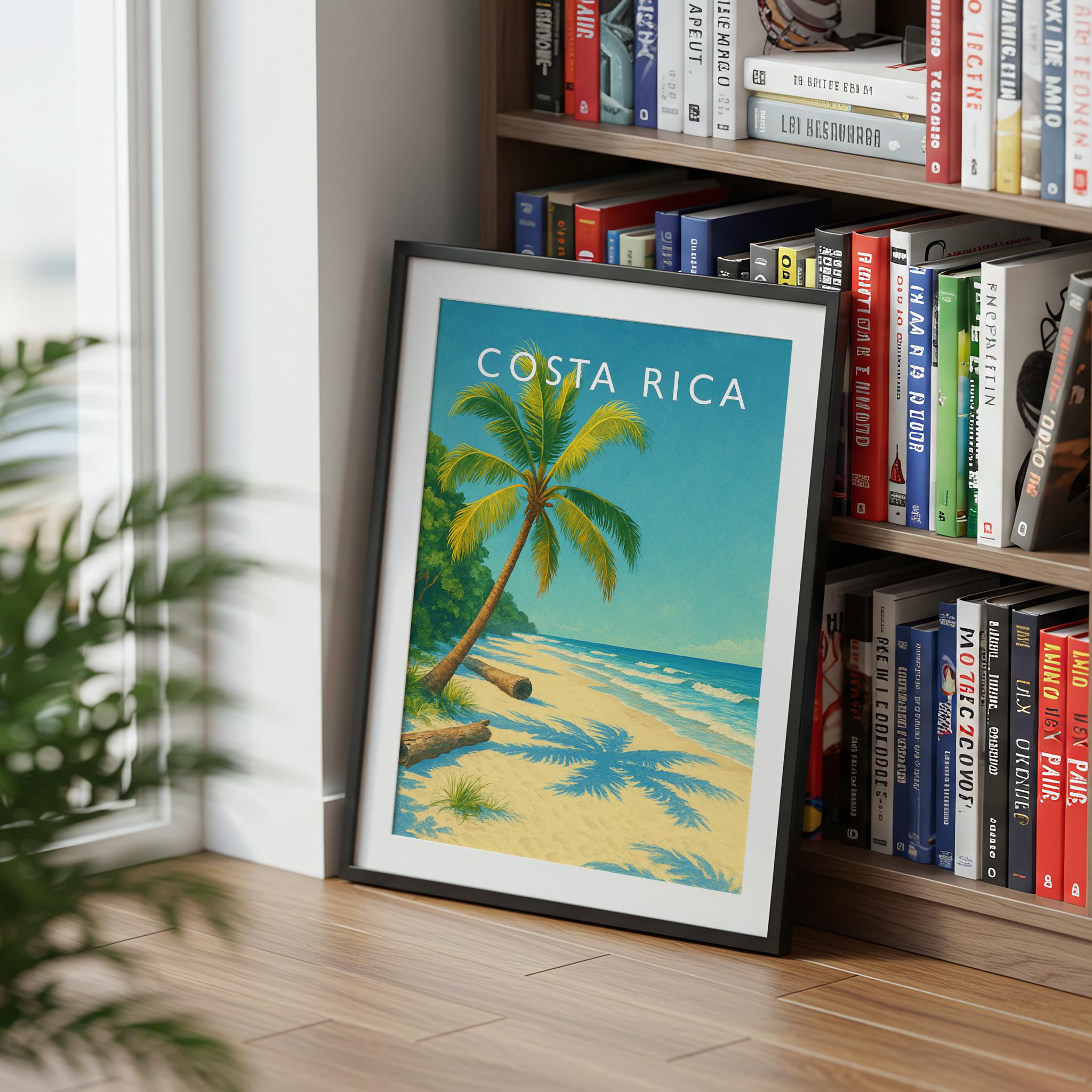 Costa Rica Travel Poster mounted in a black frame