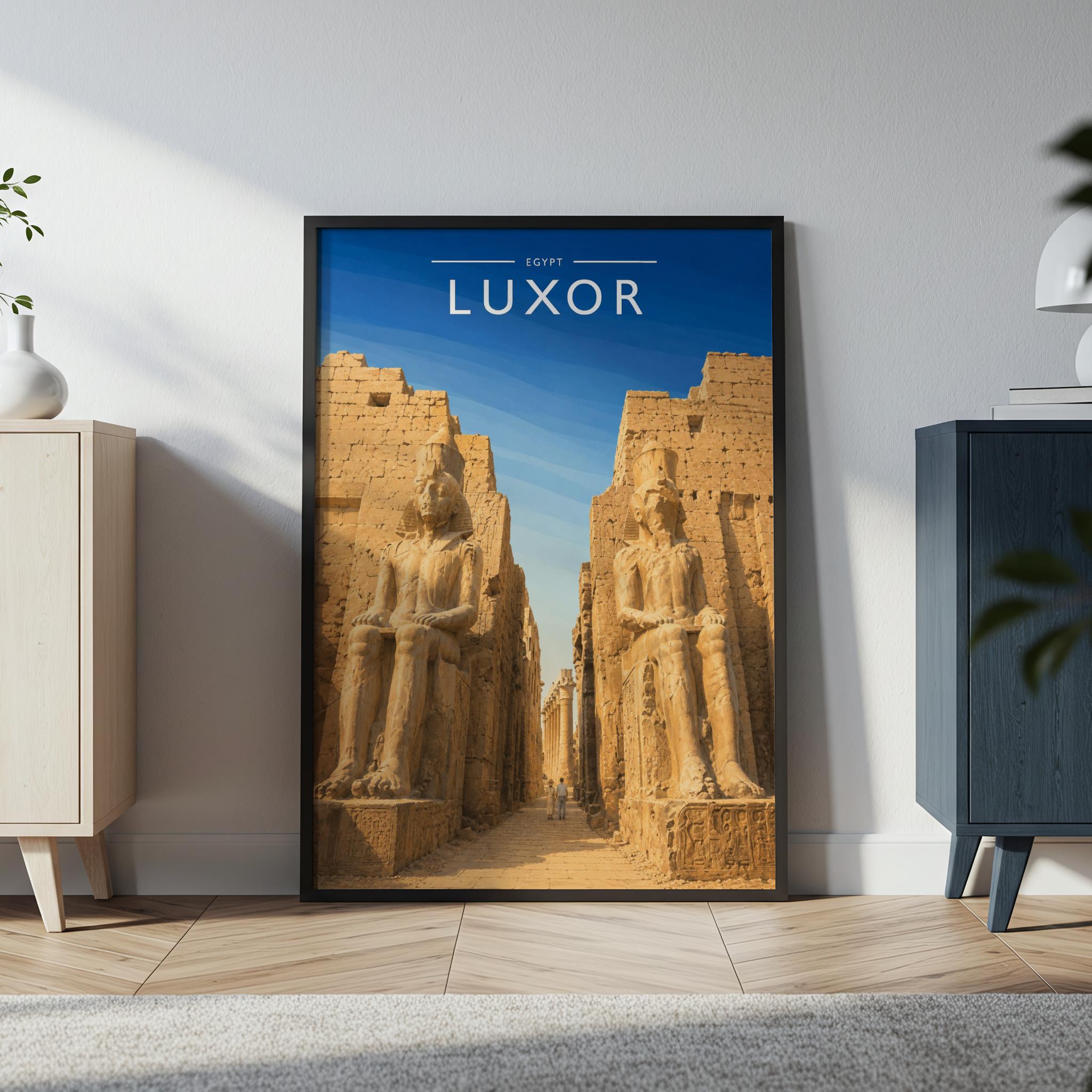 Luxor Travel Poster in a black frame