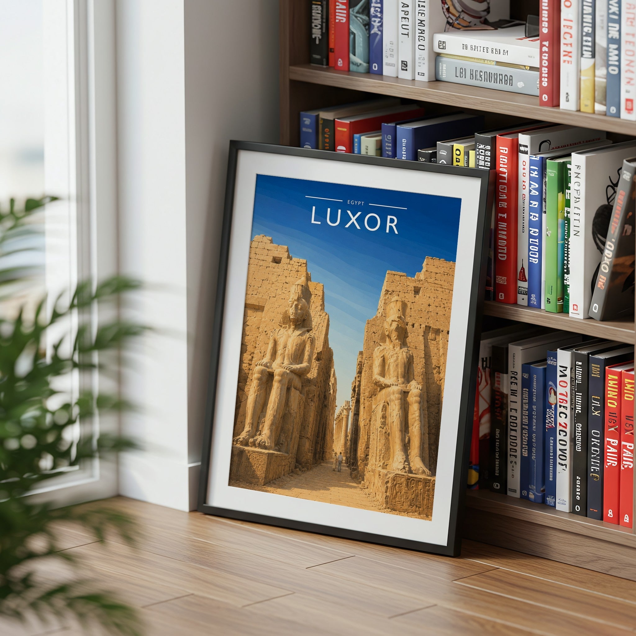 Luxor Travel Poster mounted in a black frame