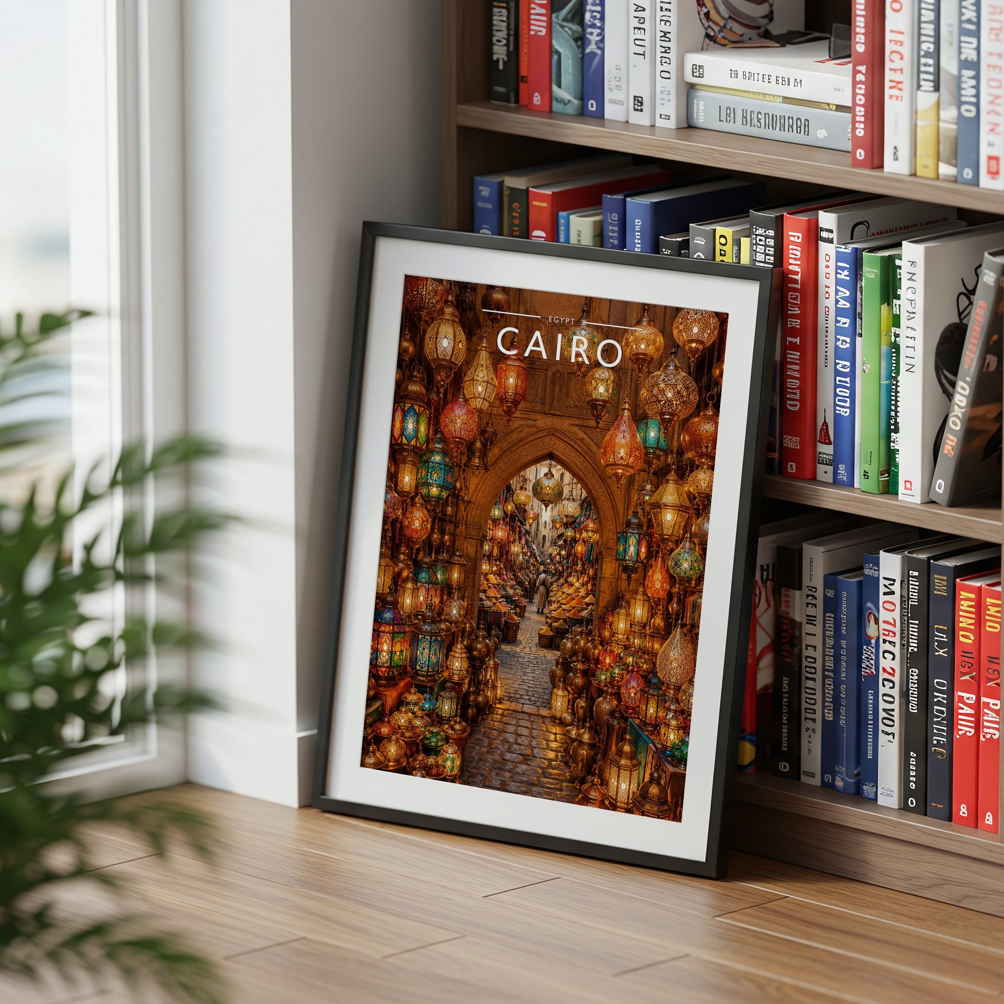 Cairo #4 Travel Poster mounted in a black frame