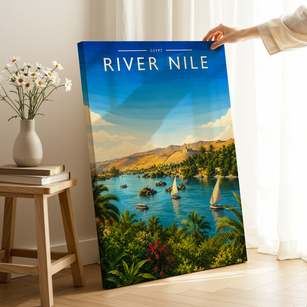 River Nile Travel Poster as a gallery-wrapped canvas