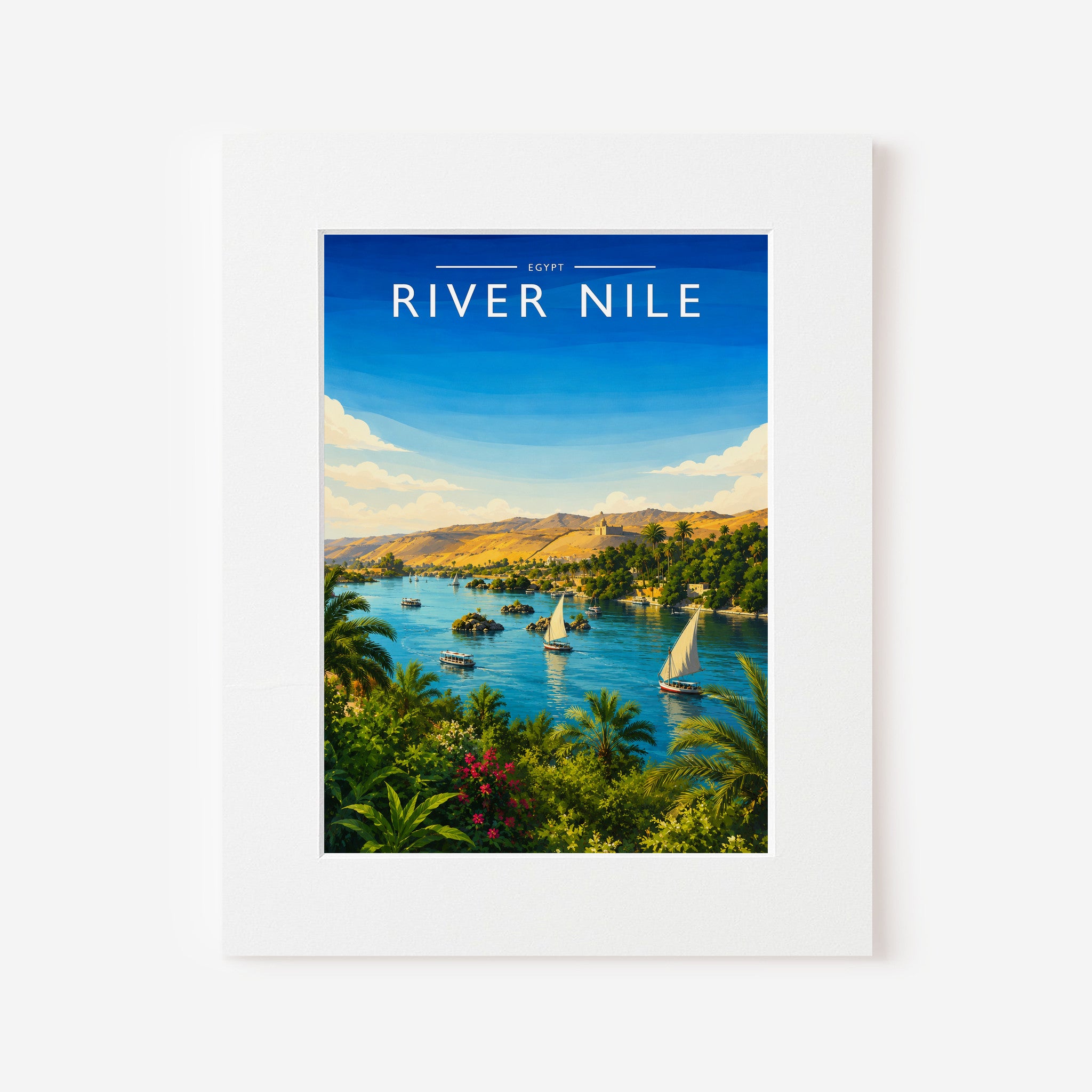River Nile Travel Poster in a white mount
