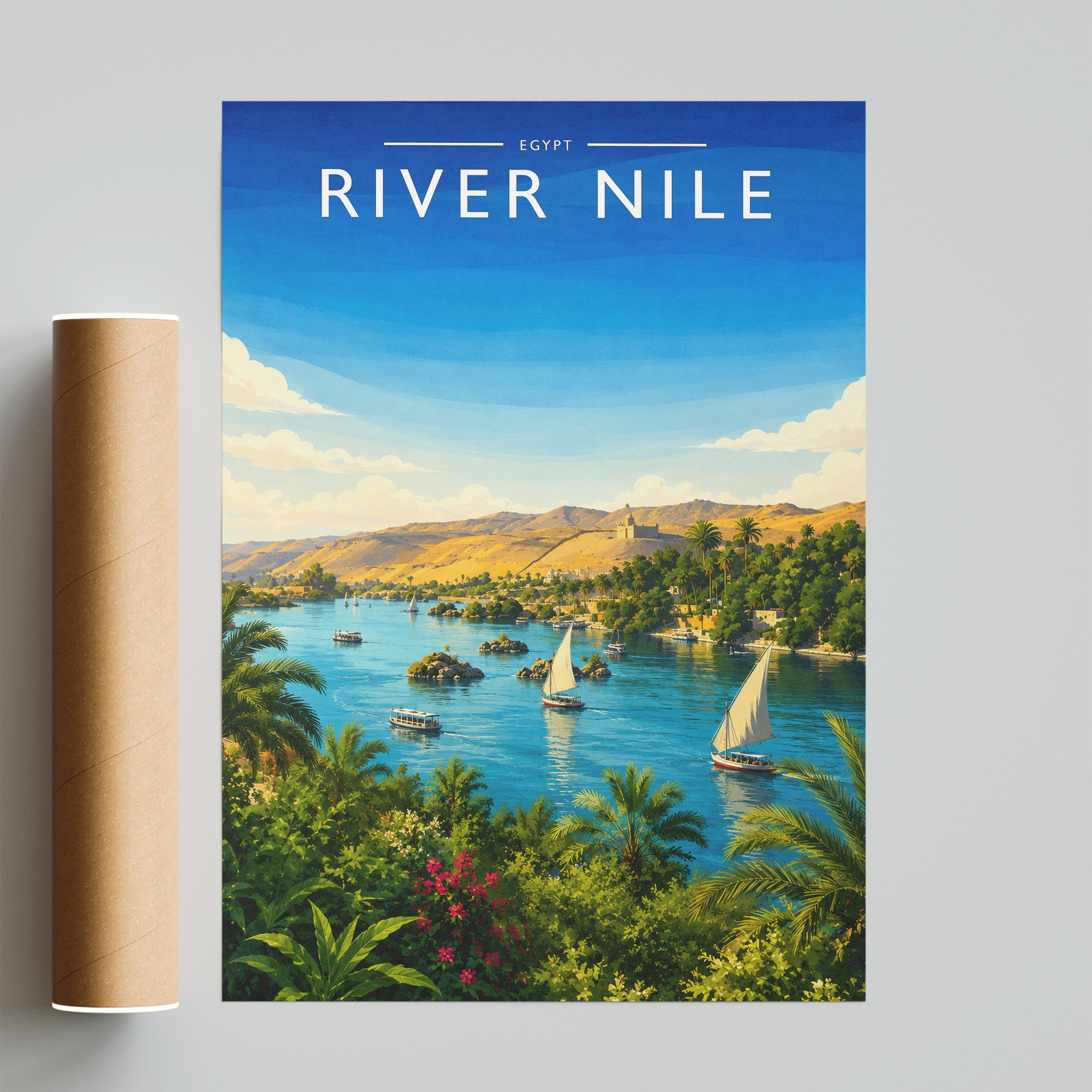 River Nile Travel Poster - fine art print with shipping tube