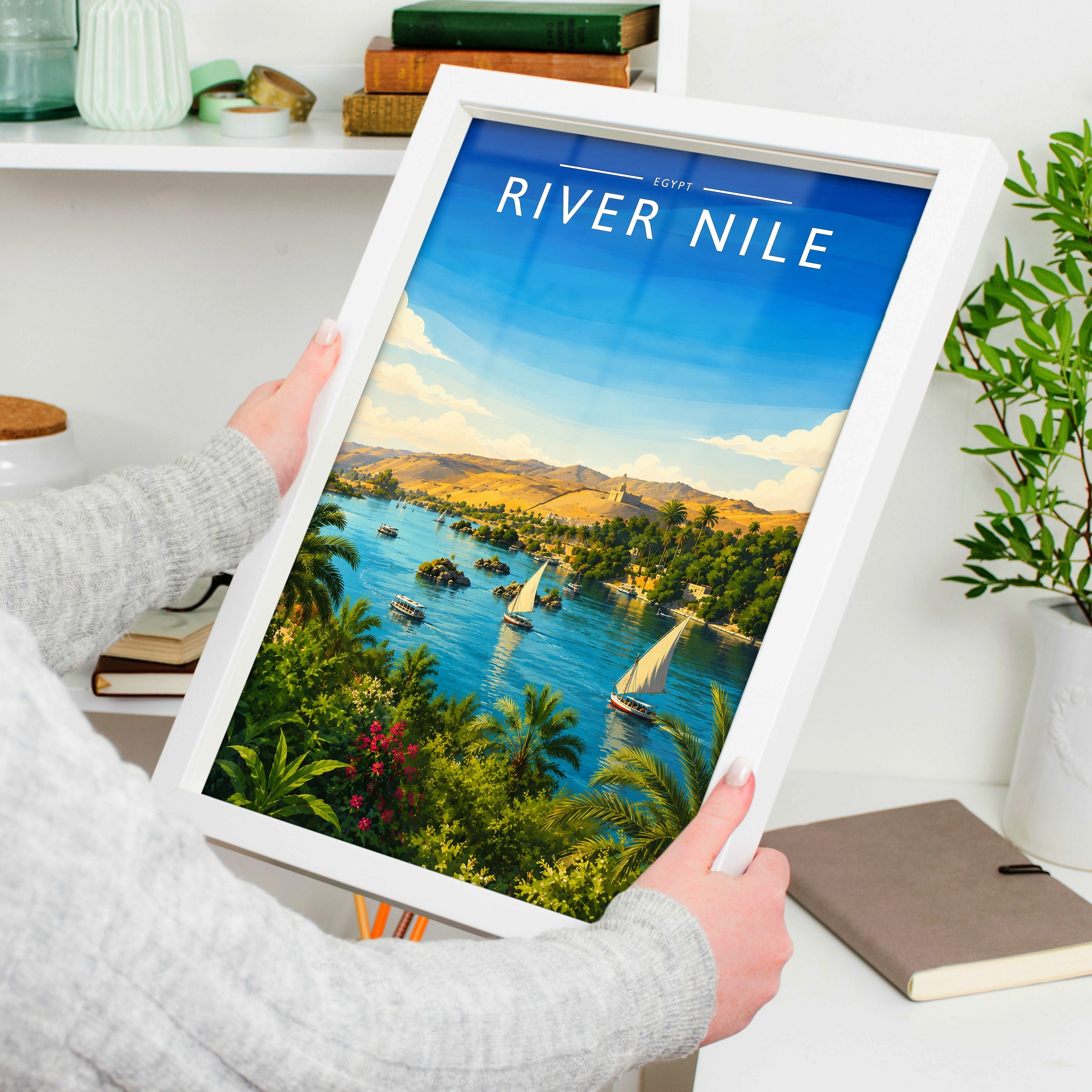 River Nile Travel Poster held in a white frame