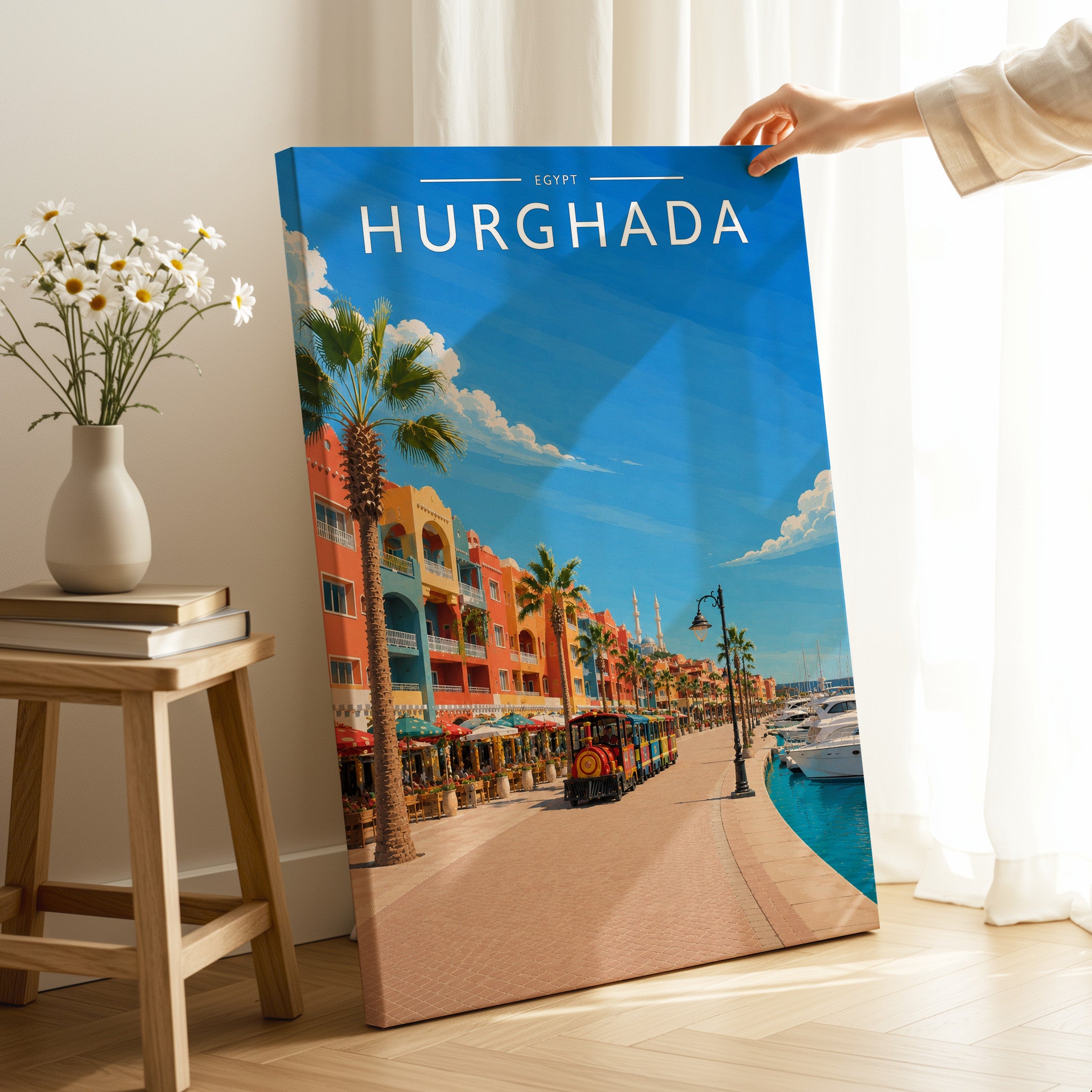 Hurghada Travel Poster as a gallery-wrapped canvas