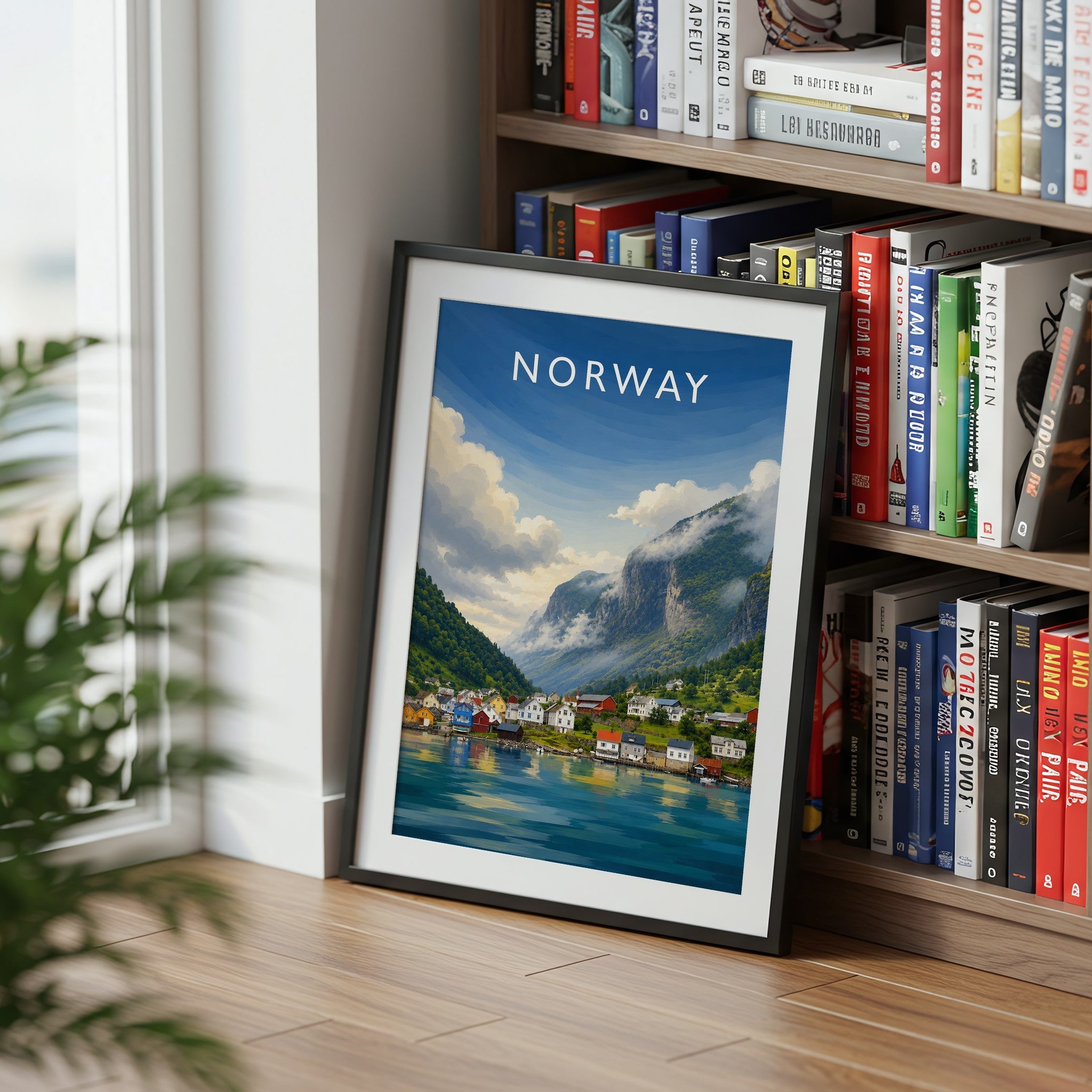 Norway #2 Travel Poster mounted in a black frame