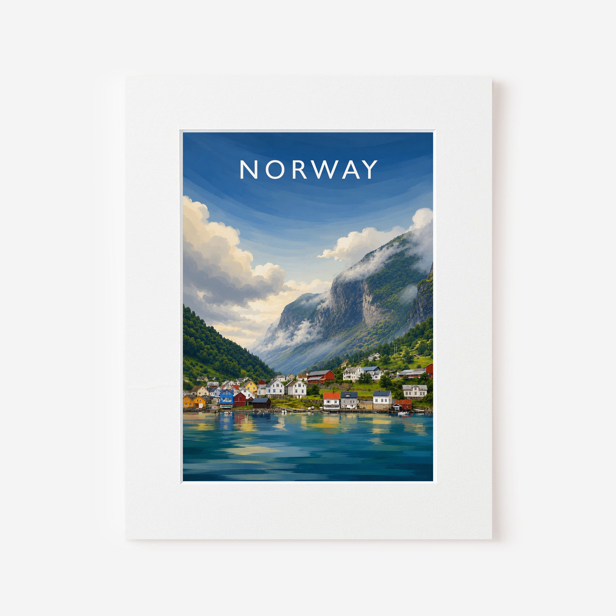 Norway #2 Travel Poster in a white mount