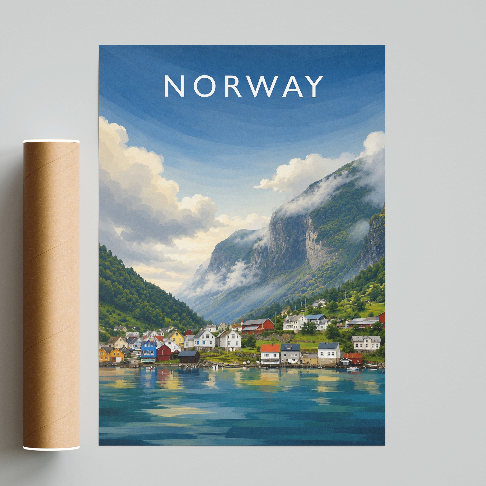 Norway #2 Travel Poster - fine art print with shipping tube