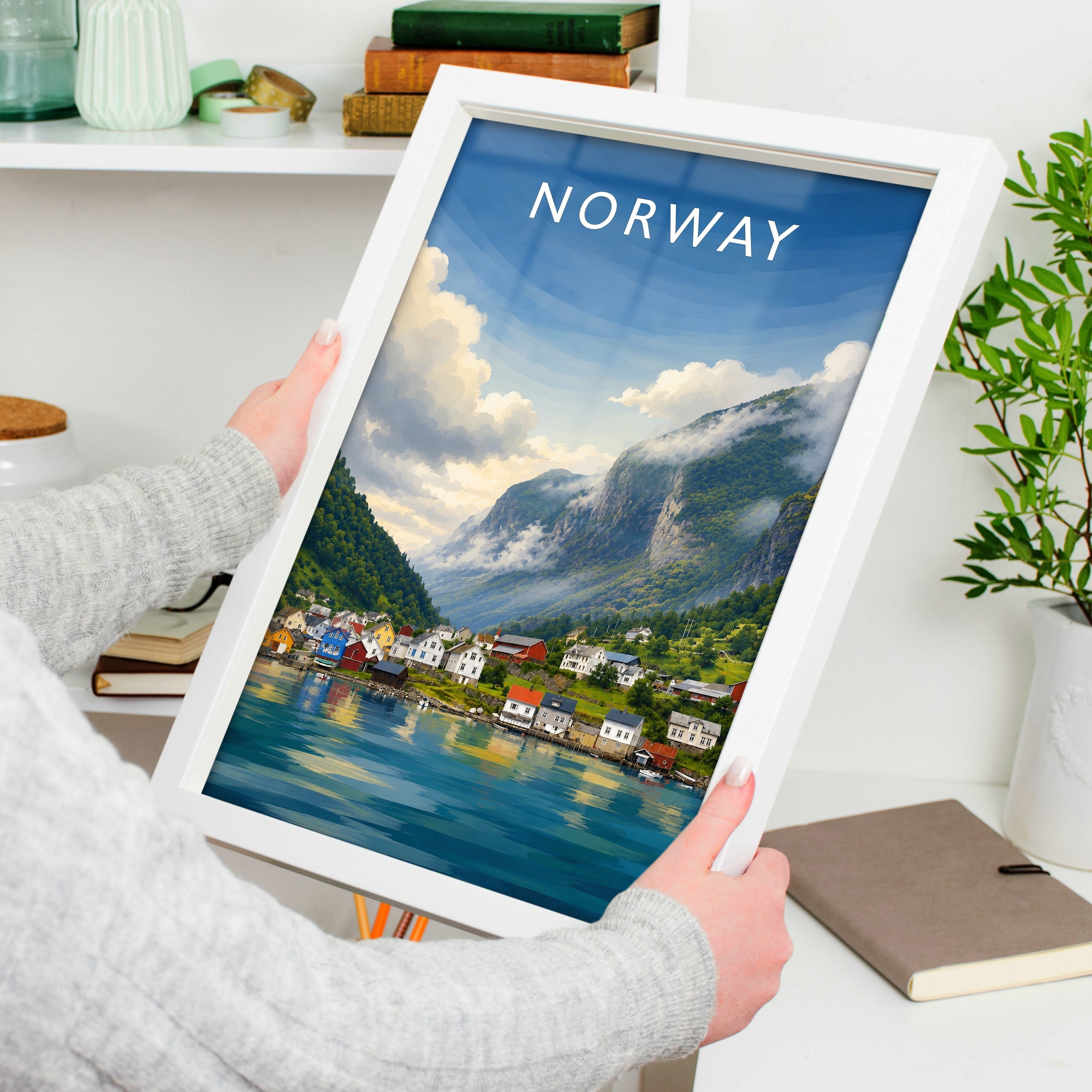 Norway #2 Travel Poster held in a white frame