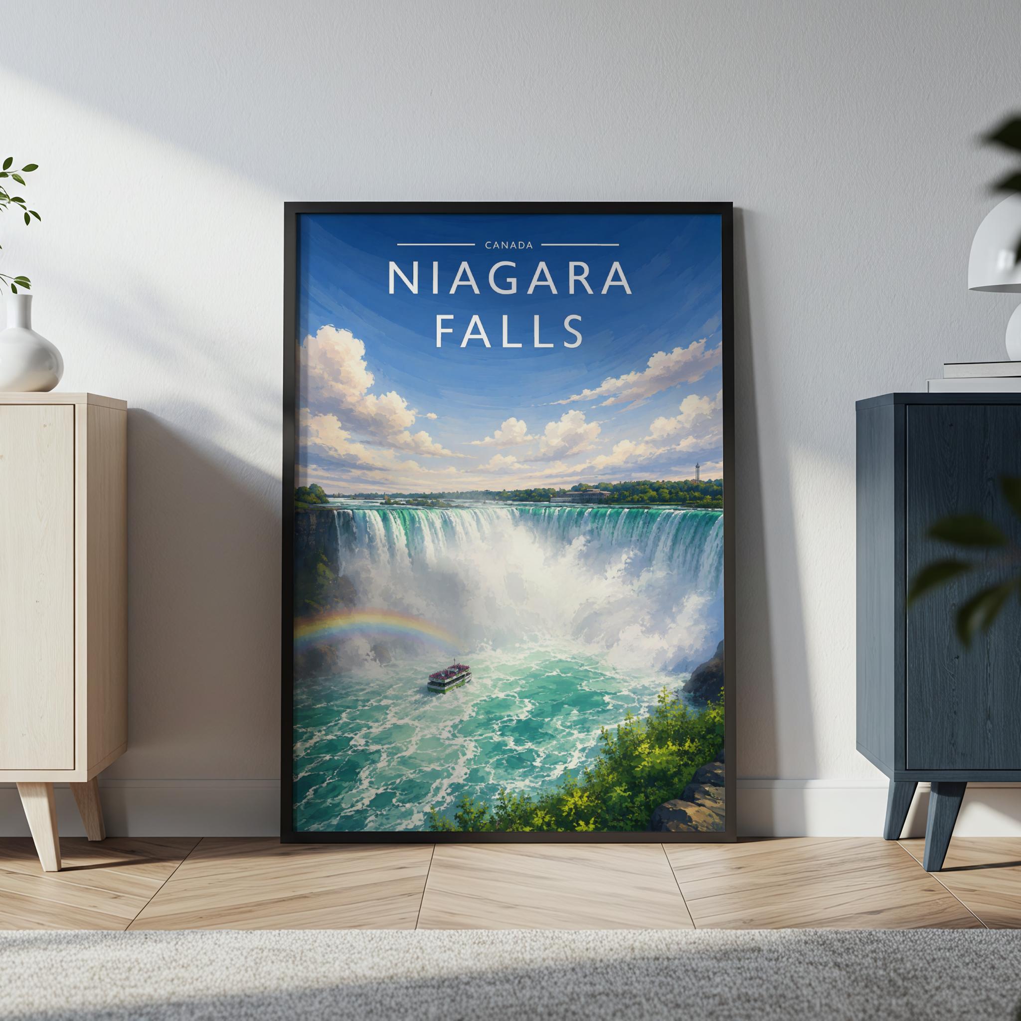 Niagara Falls Travel Poster in a black frame