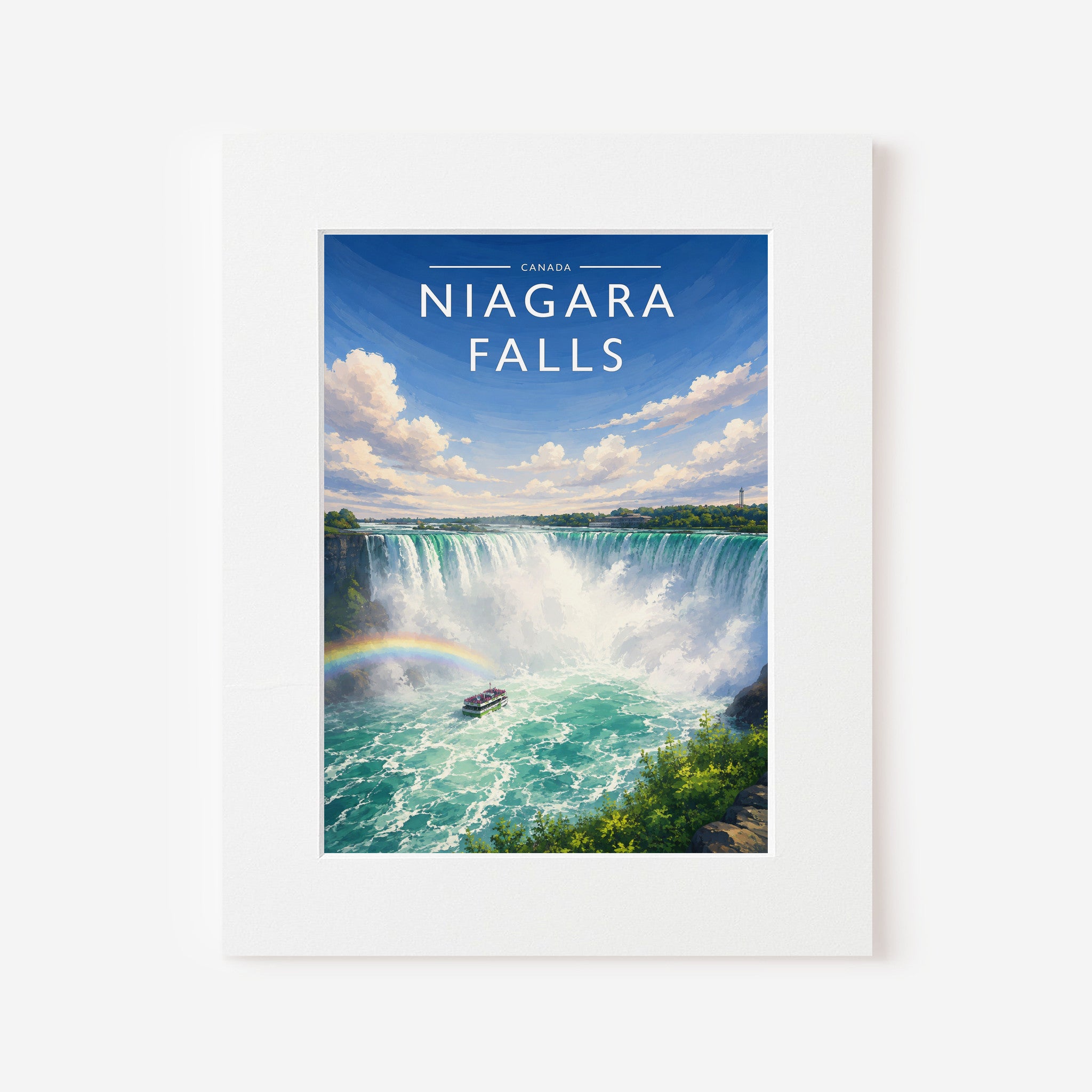 Niagara Falls Travel Poster in a white mount