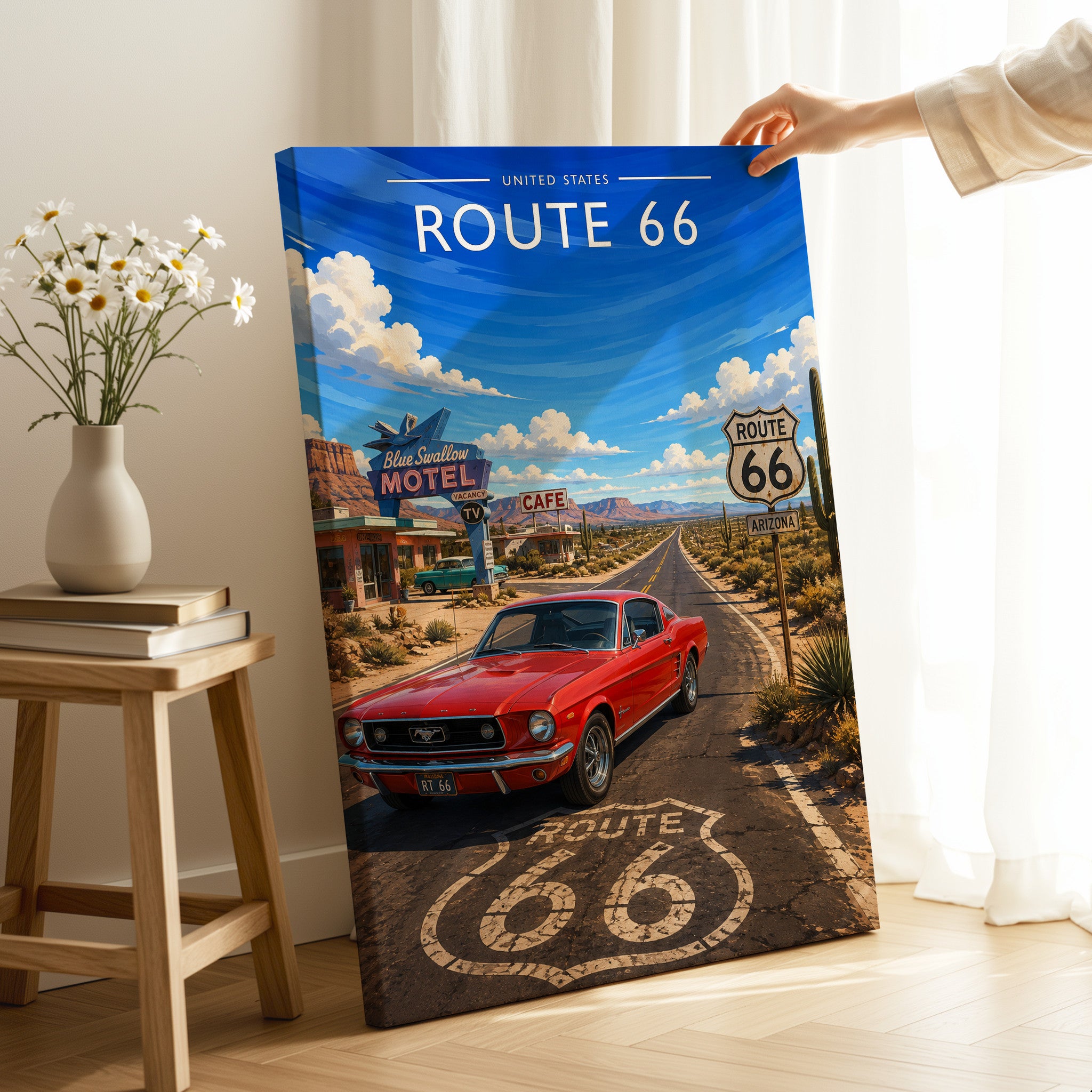 Route 66 Travel Poster as a gallery-wrapped canvas