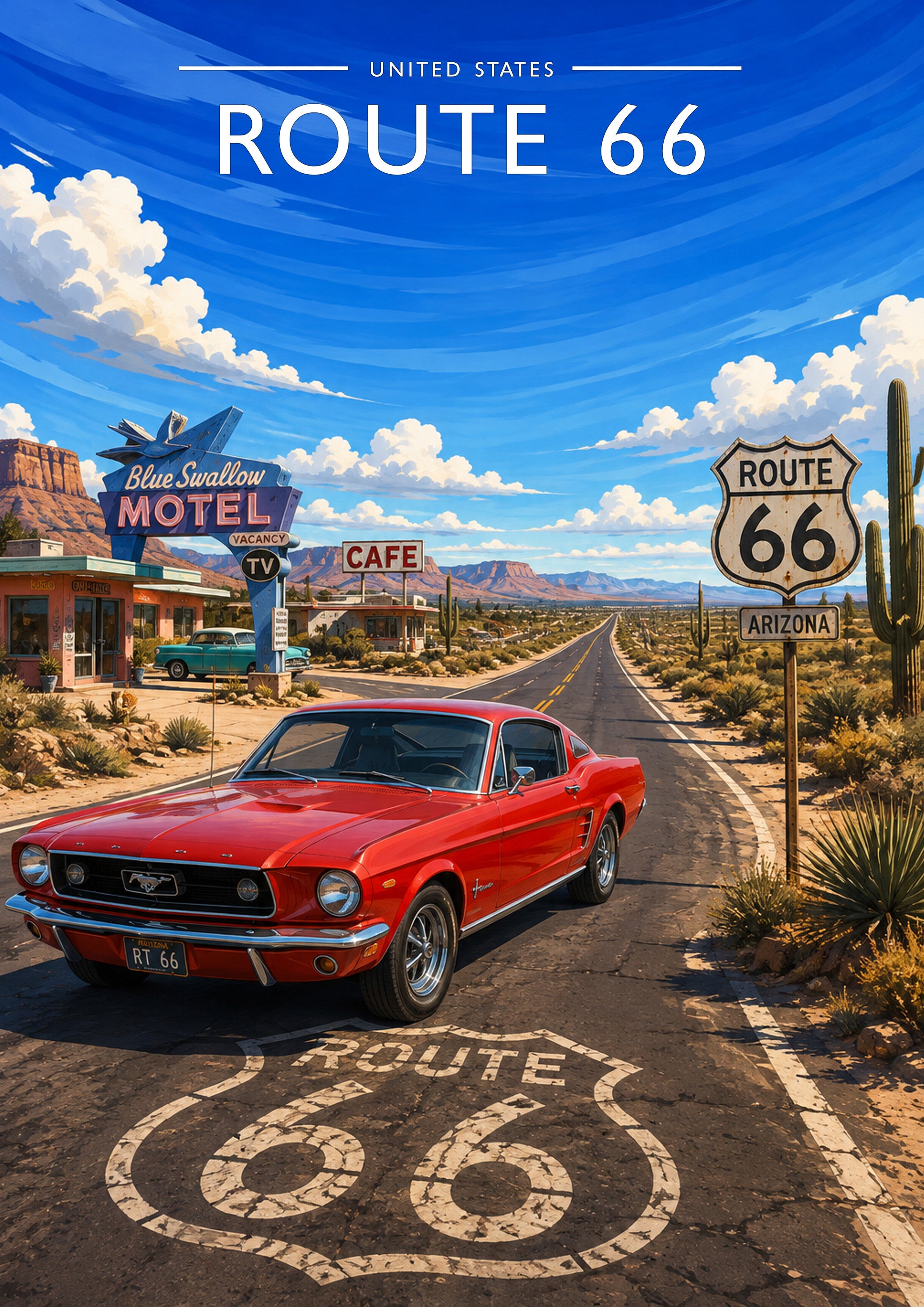 Route 66 Travel Poster - A4 travel poster print