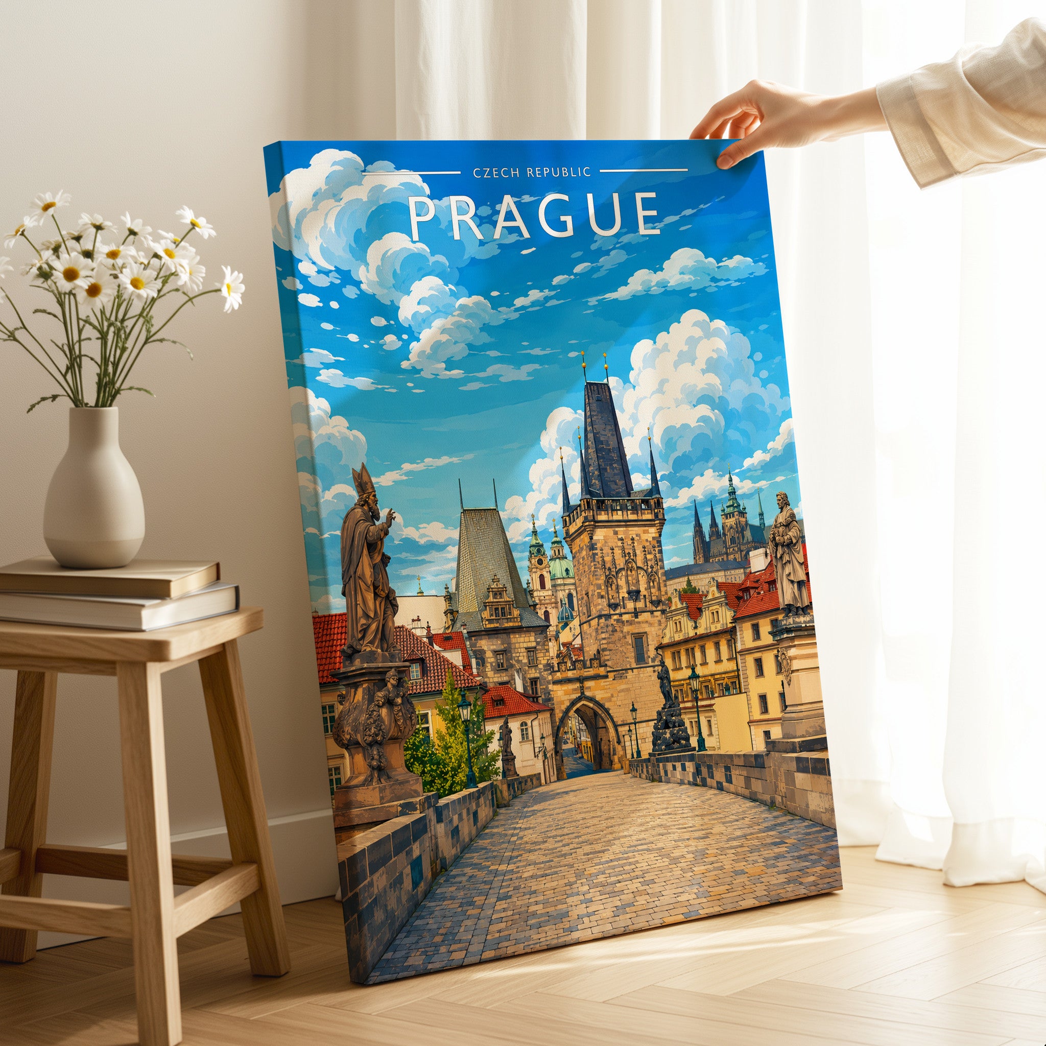 Prague #4 Travel Poster as a gallery-wrapped canvas