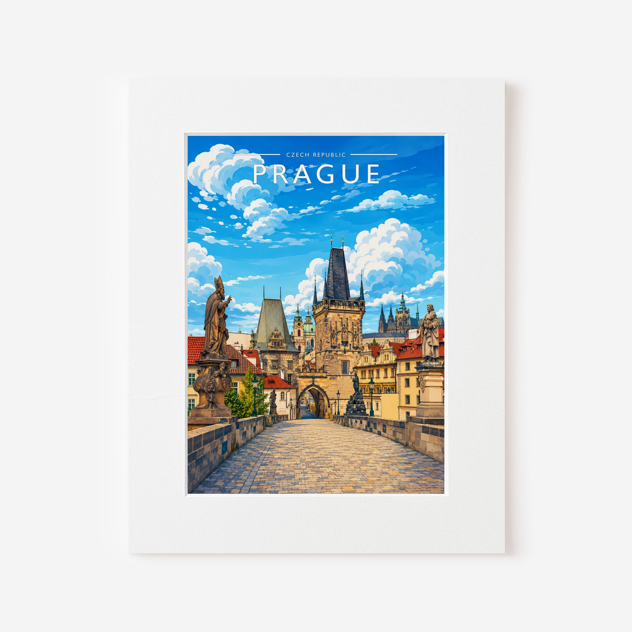 Prague #4 Travel Poster in a white mount