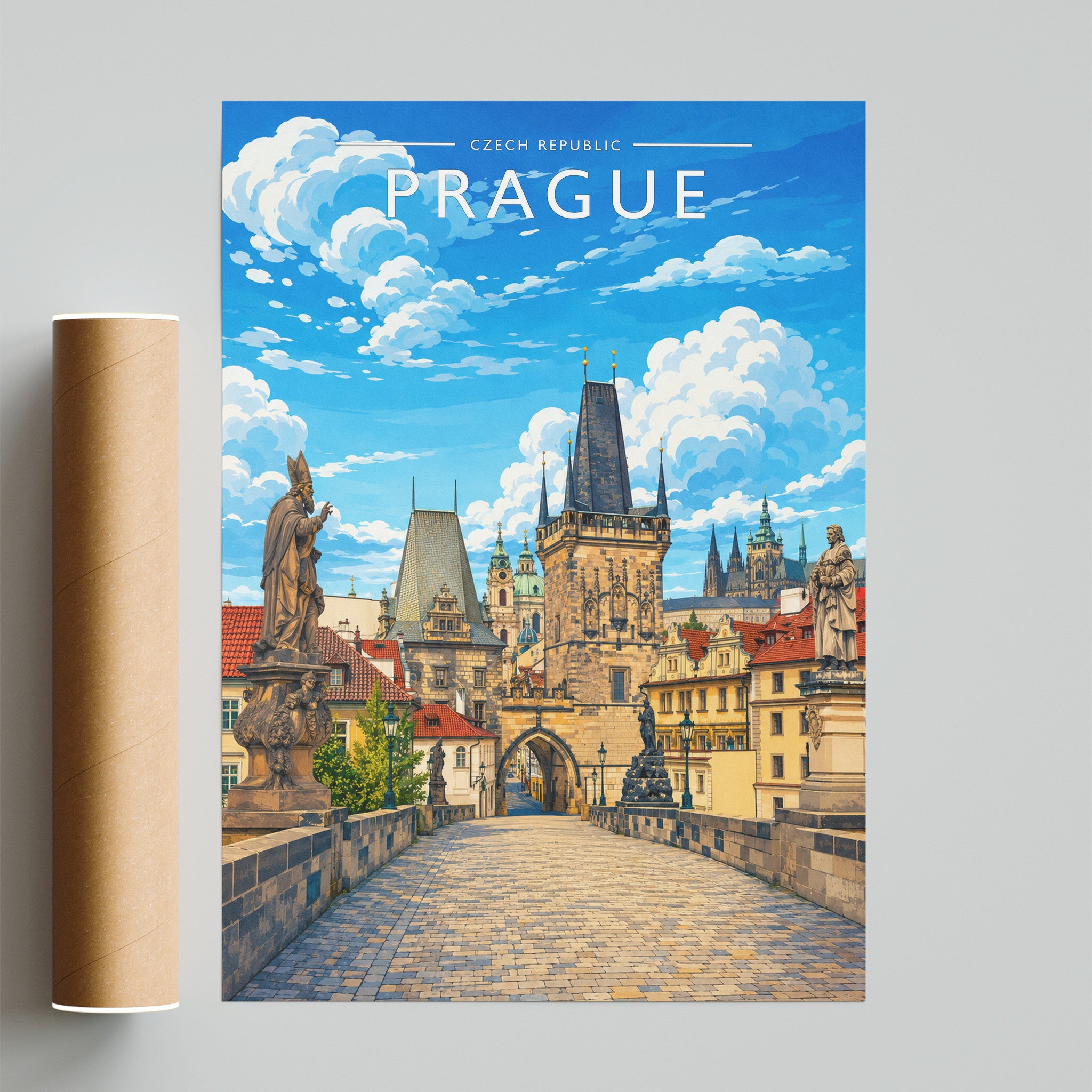 Prague #4 Travel Poster - fine art print with shipping tube