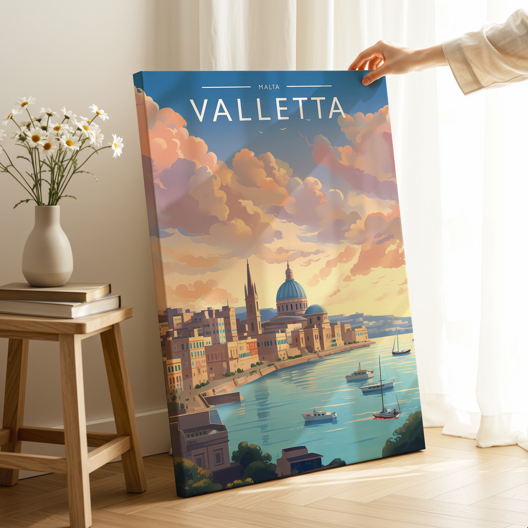 Valletta Travel Poster as a gallery-wrapped canvas
