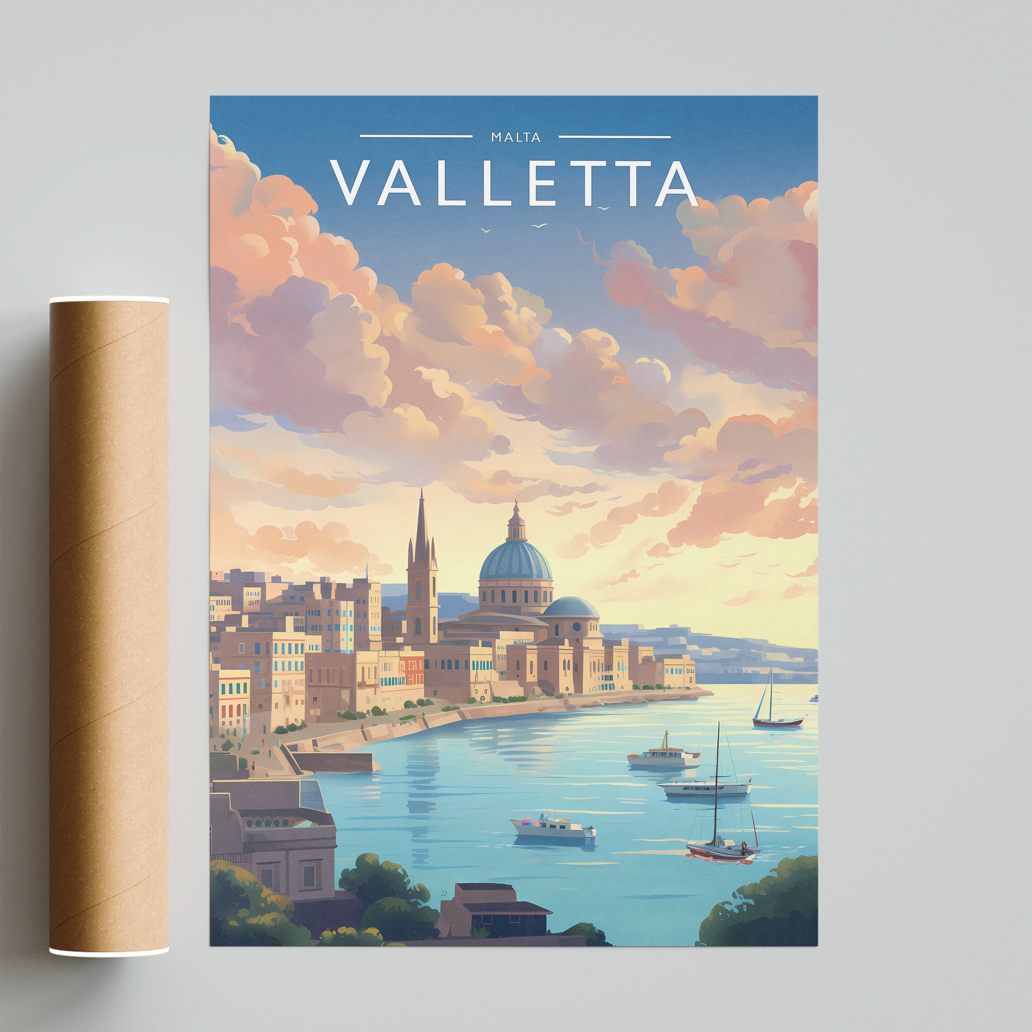 Valletta Travel Poster - fine art print with shipping tube