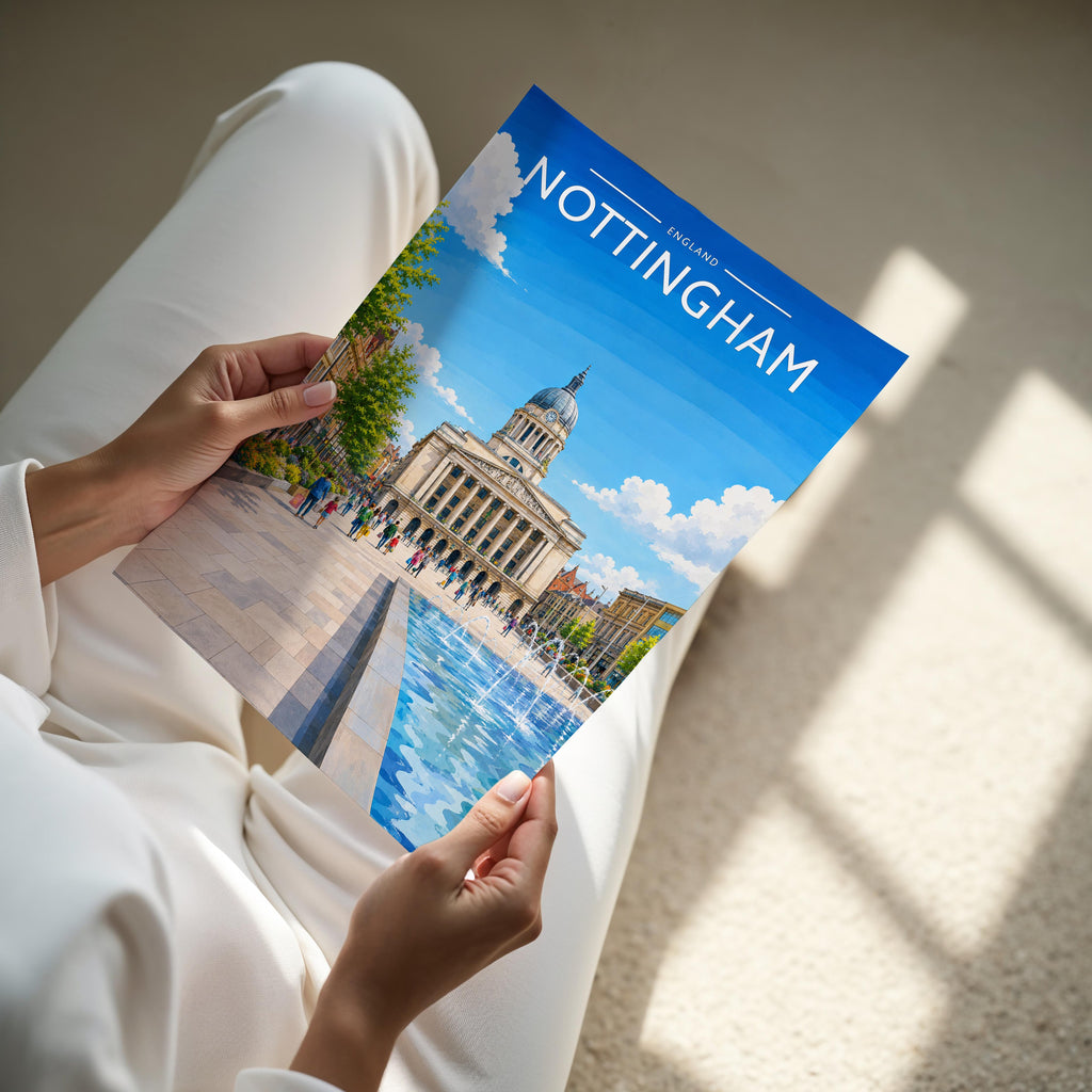 Nottingham #4 Travel Poster - A4 print held in hand