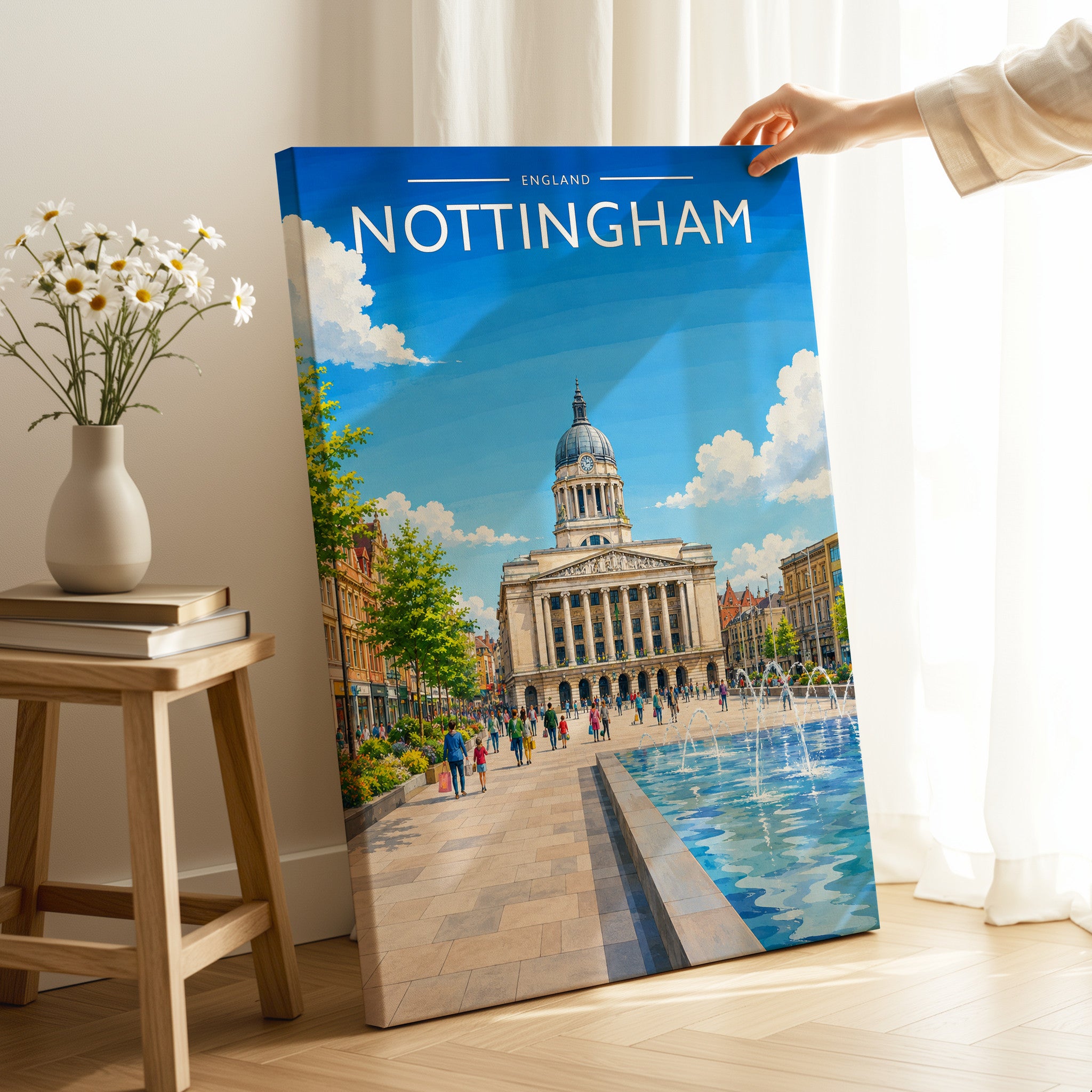 Nottingham #4 Travel Poster as a gallery-wrapped canvas