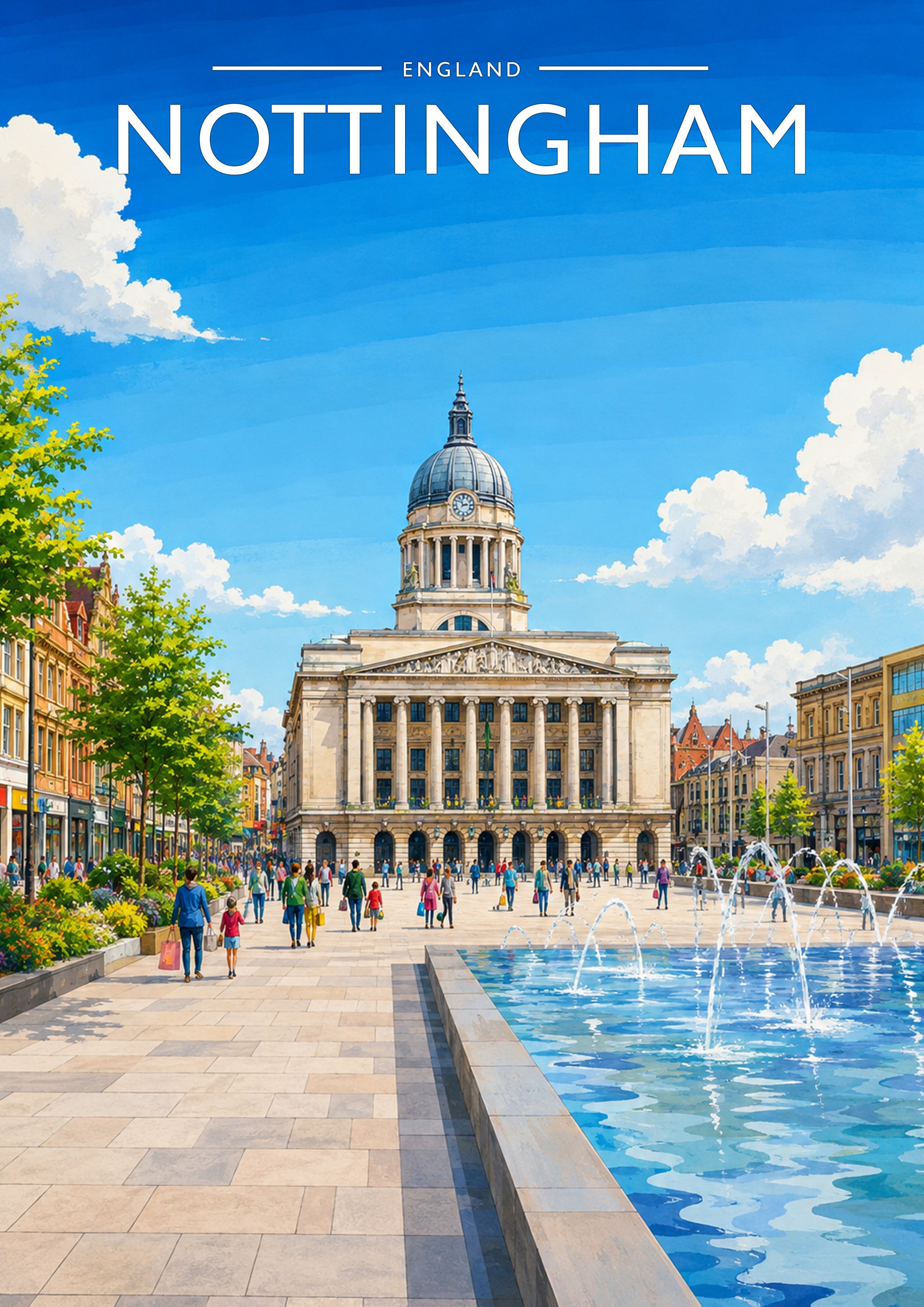 Nottingham #4 Travel Poster - A4 travel poster print