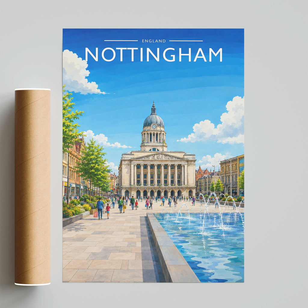 Nottingham #4 Travel Poster - fine art print with shipping tube